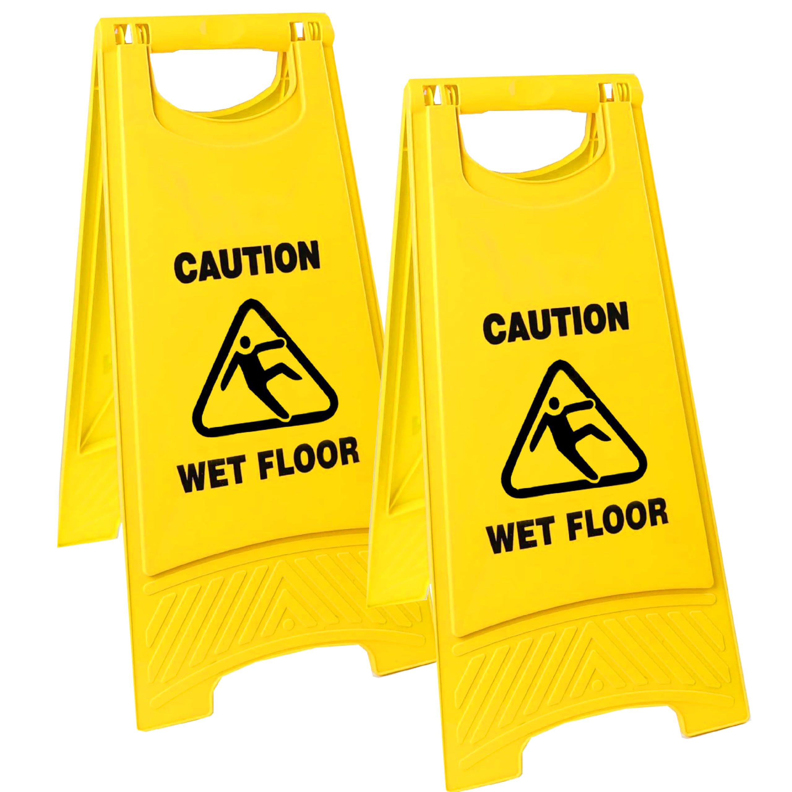 Bayersan Warning Caution Wet Floor Sign Yellow A-Frame Double Sided Awareness Sign For Commercial Business Use (Pack Of 2)