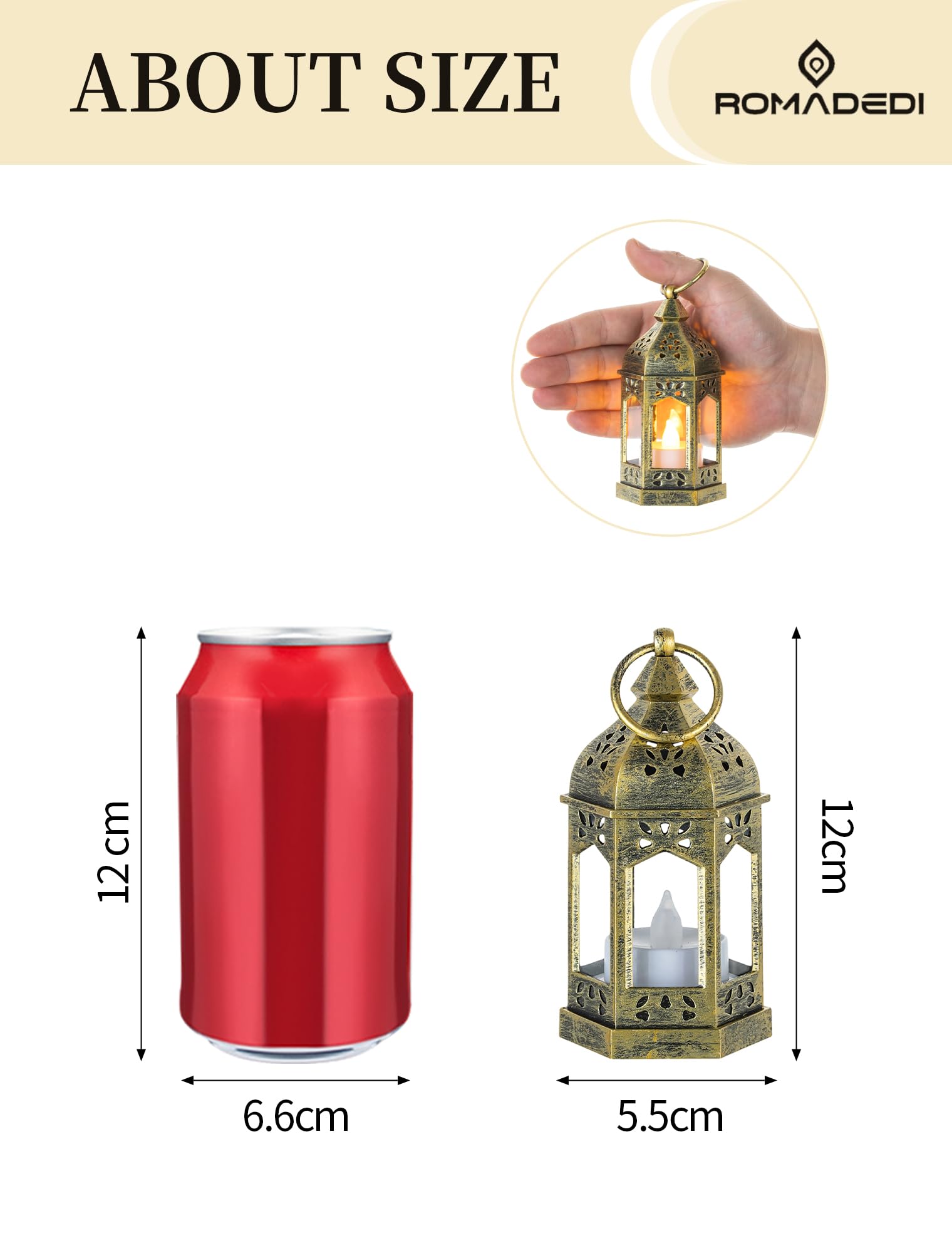 LED Mini Laternen mit Fernbedienung Timer 2/4/6/8H 10er Set Gold Vintage Kerzenlaterne ABS Glas mit flackernde Kerzen für Hochzeit Tischdeko Ramadan Weihnachten Outdoor Balkon