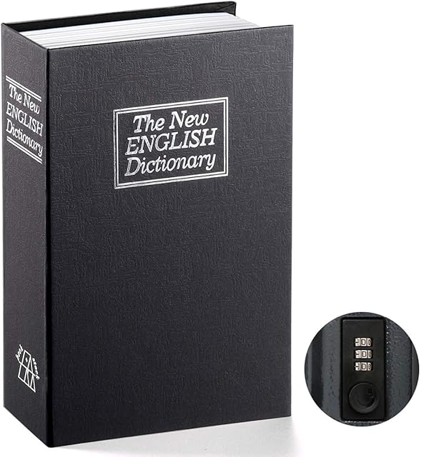 Guilty Gadgets Book Safe with Combination Lock - Parrency Home Dictionary Diversion Metal Safe Lock Box Secret Cash Money Jewellery Stash Security Box