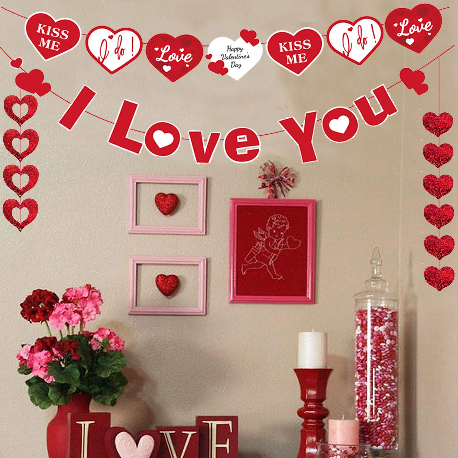 Valentine Decoration 2 Pack Black Heart Garland Banner For Goth Emo Party  Gothic Bachelorette Valentine's Day Decor Wedding Black And White Party  Decorations Galentines Decorations, image size:1500x1500