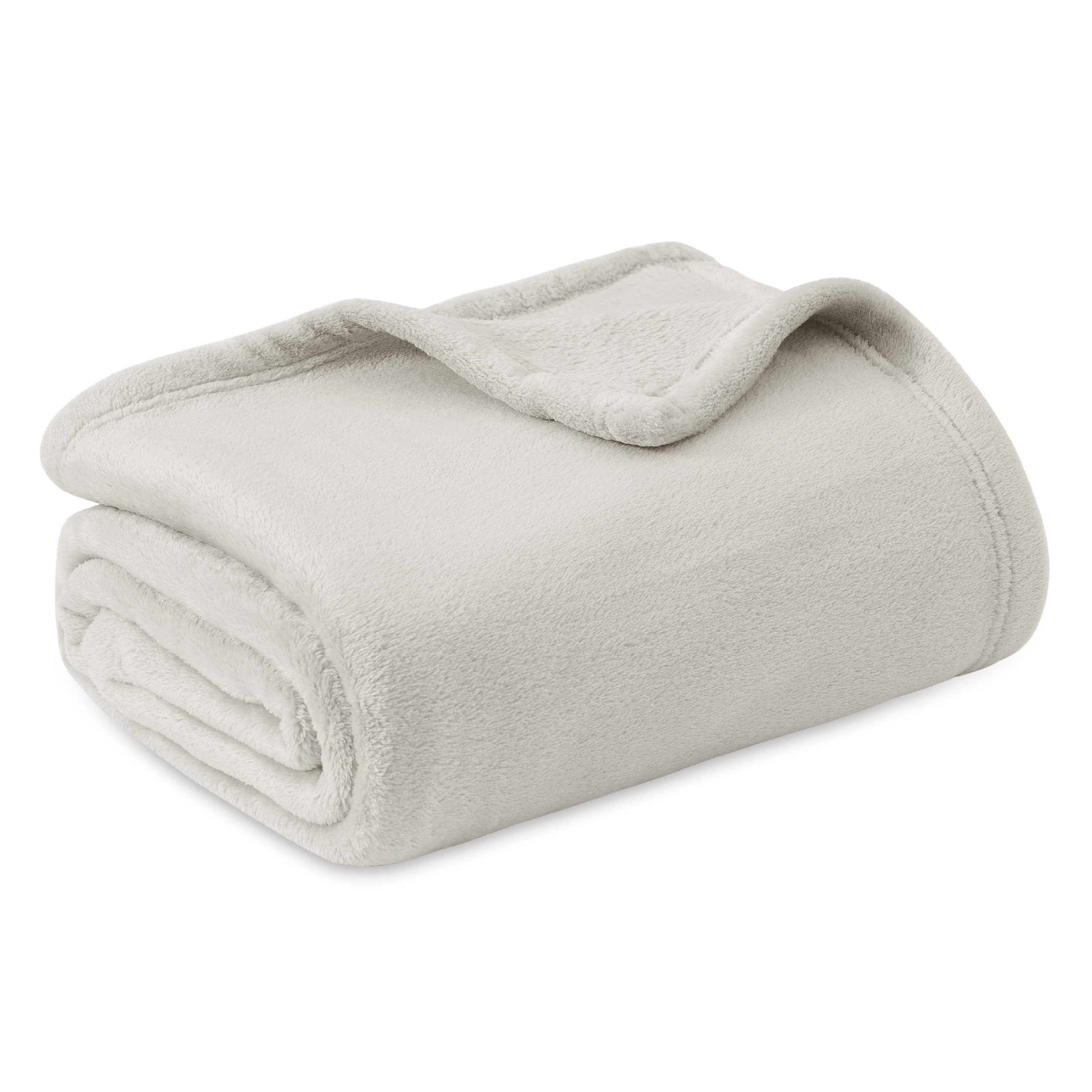 Bedsure GentleSoft Fleece Throw Blanket Linen Beige - 300GSM Soft Lightweight Plush Cozy Blankets for Bed, Sofa, Couch, Travel, Camping, 50x60 inches