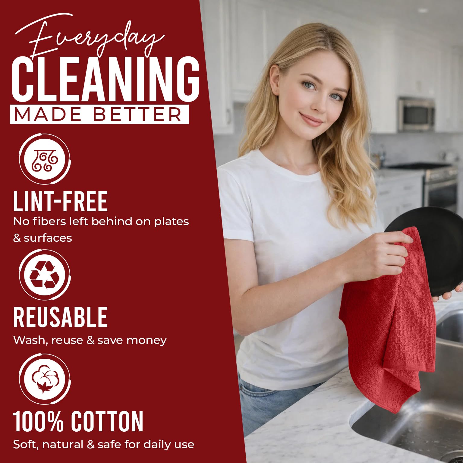 Dan River Paños de Cocina para Cocina, paños de Cocina 100% algodón, paños de té para Cocina, Toallas de Secado de Platos, Ropa para Lavar Platos, paños de Cocina para Platos, 12 x 12 Pulgadas