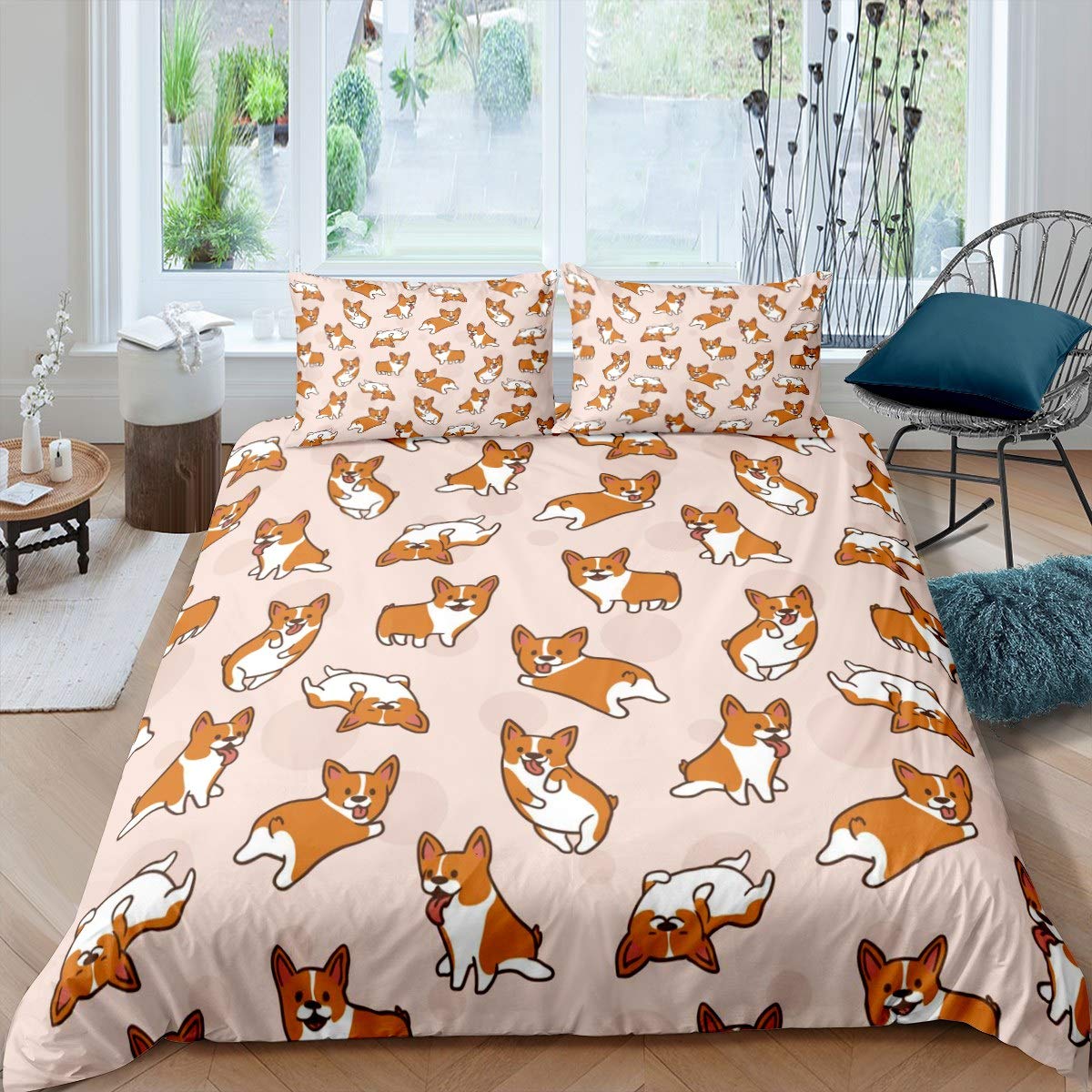 Housse de couette chien pour chambre d'enfant mignon parure de lit imprimée décorative