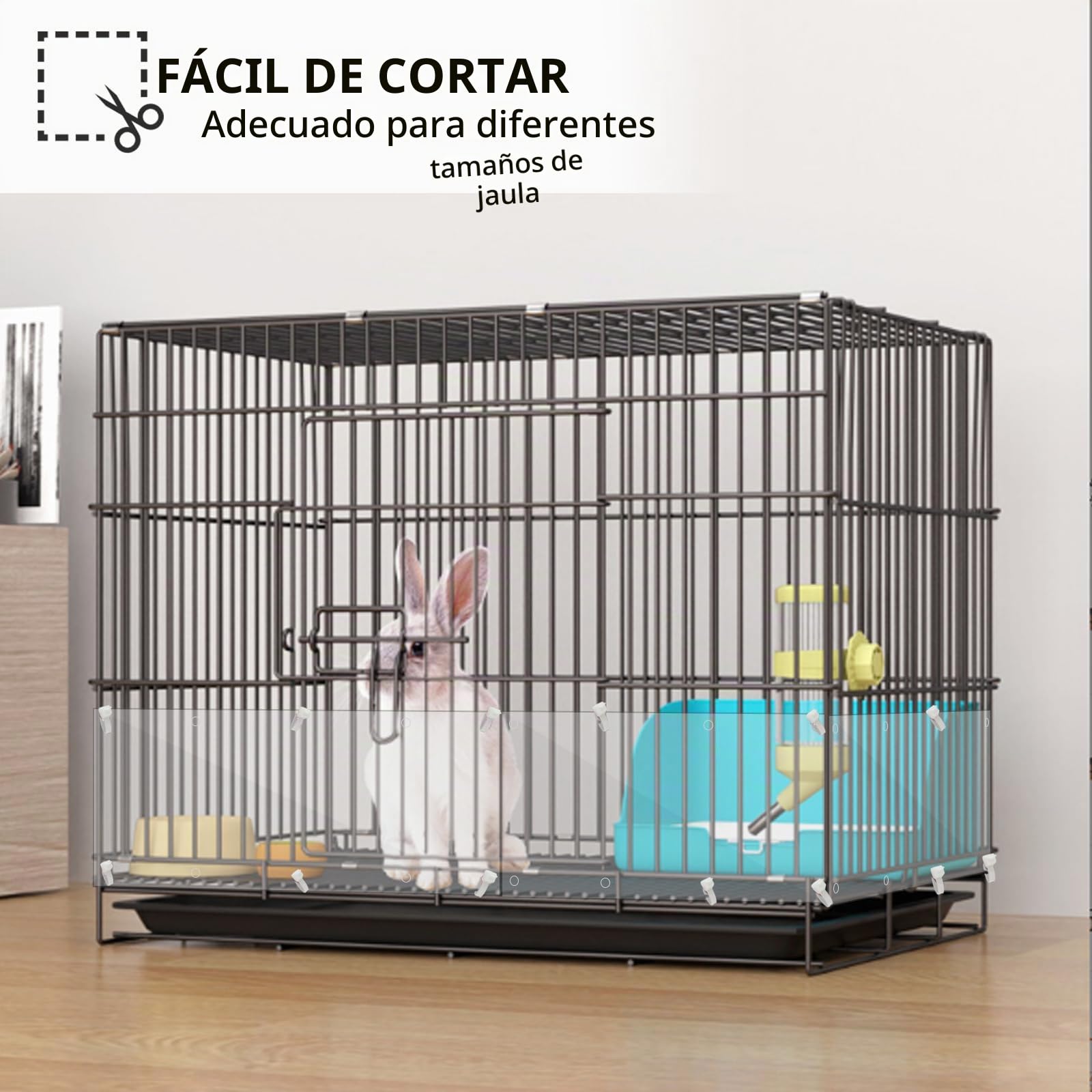 12 Piezas de Forro de Bordes de Jaula para Mascotas, 35 x 12 cm, Forros de protección para Jaula de Conejo con 120 Piezas de Lazos para Conejo, cobaya, hámster y Otros Animales pequeños