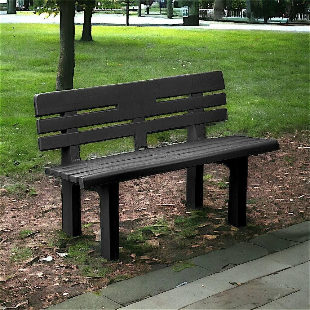Dmora - Panchina da esterno Marinella, Panca monoblocco da giardino, Panchina outdoor, 100% Made in Italy, 110x52h71 cm, Antracite