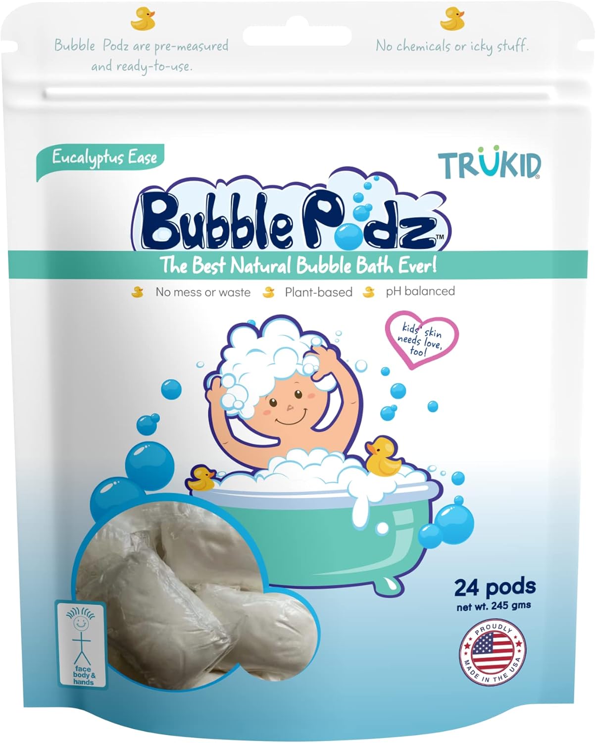 TruKid Bubble Podz for Baby & Kids, Refreshing Bubble Bath
