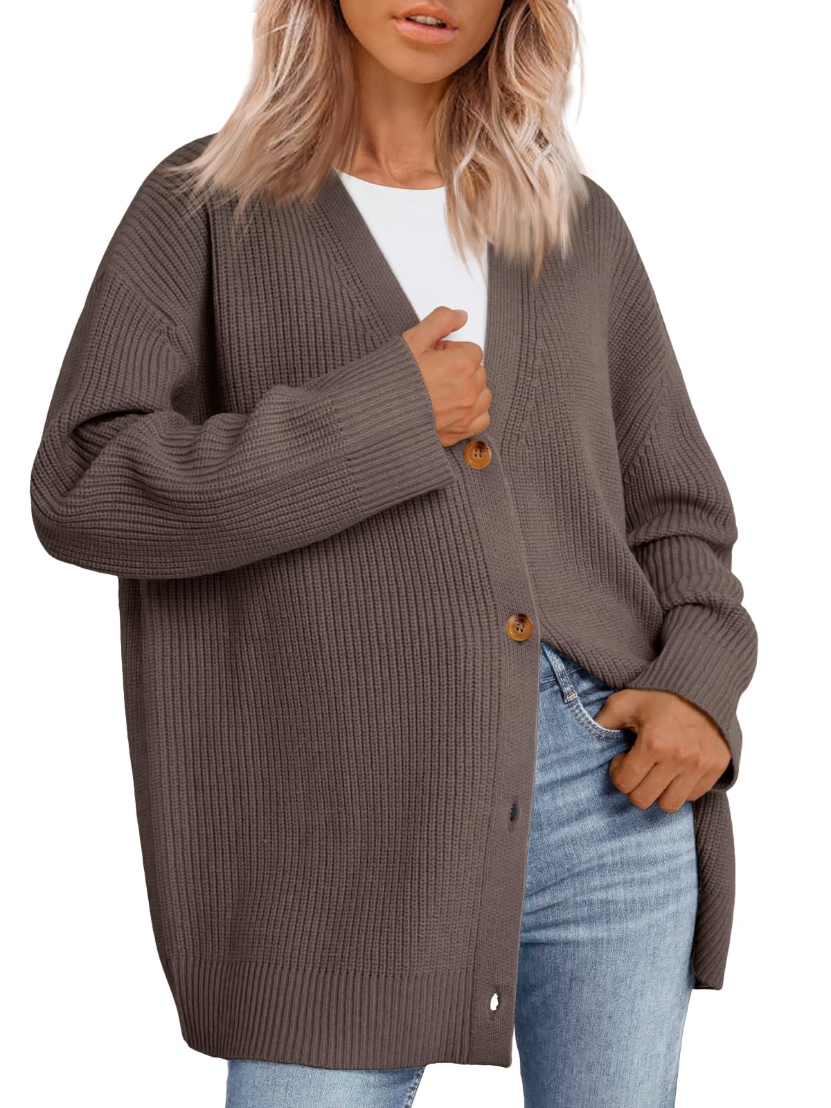 LILLUSORY Women Oversized Cardigan Sweater 2025 Fall Outfits Cloth Fashion V Neck Knit Button Front Casual Trendy Tops