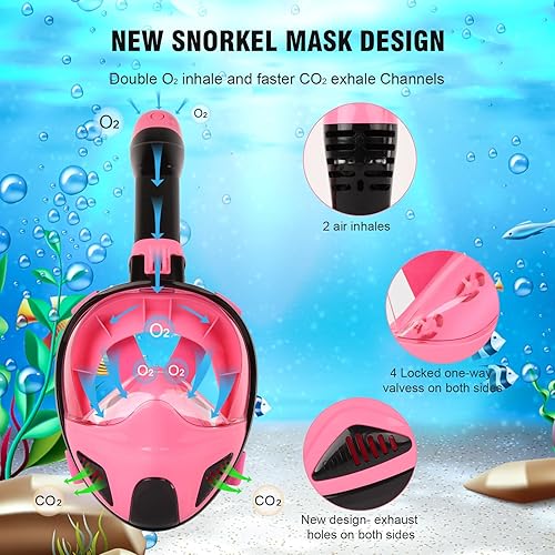 Miniatura 3 de ANSUN Máscara de esnórquel de cara completa, equipo de esnórquel para adultos con el último sistema de respiración de seguridad y sistema de parte