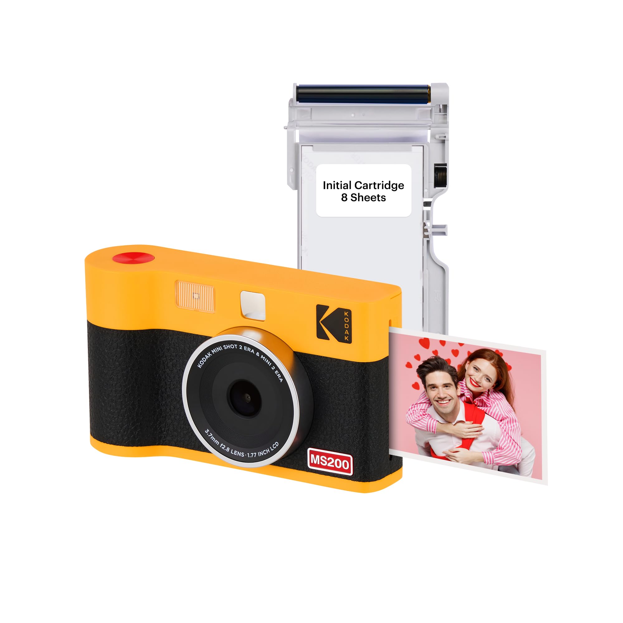 KODAKMini Shot 2 ERA 4PASS 2-in-1 Instant Camera and Photo Printer (Yellow, Camera + 8 Sheets)