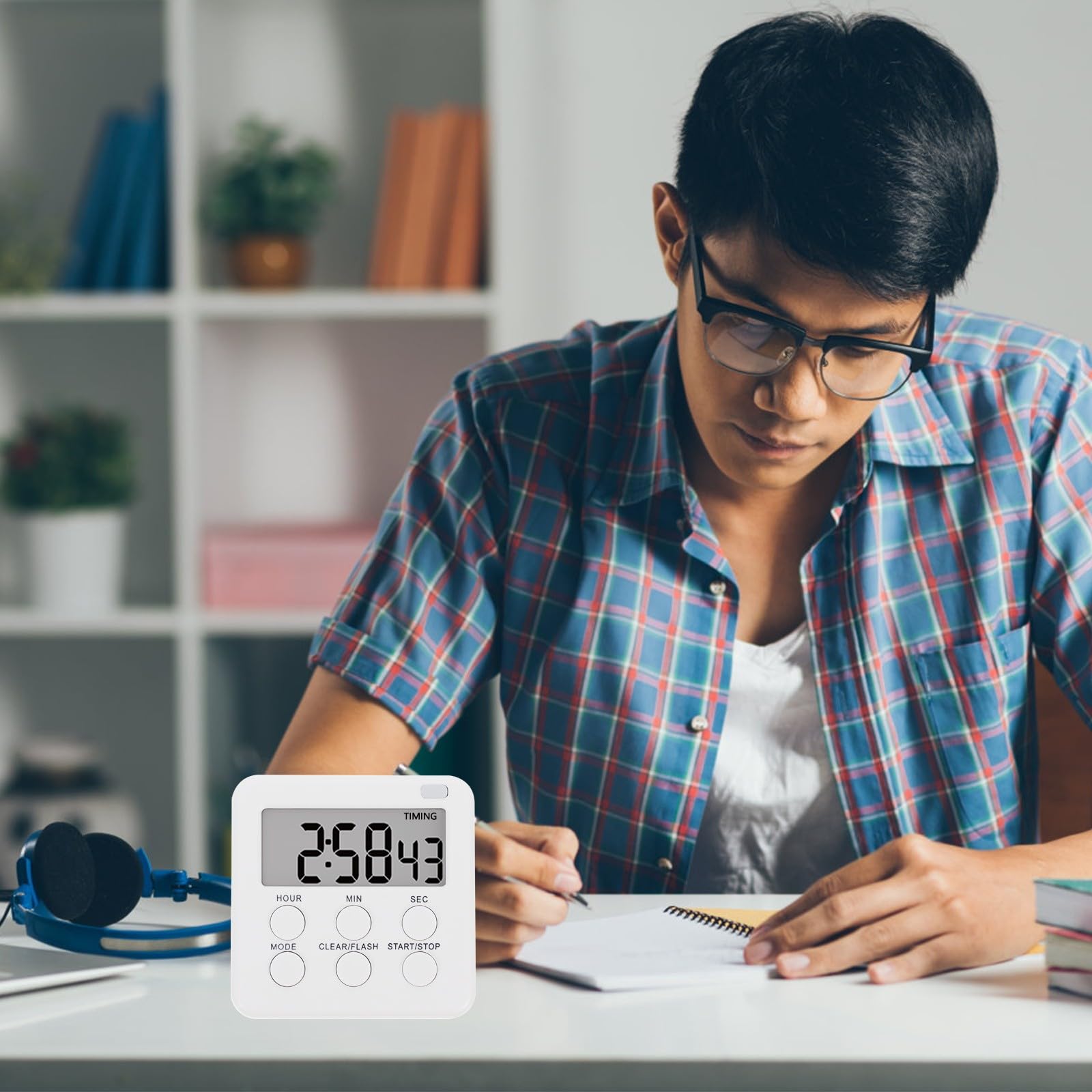 Minuteur Silencieux Numérique 6 Pièces en Abs Mode Horloge