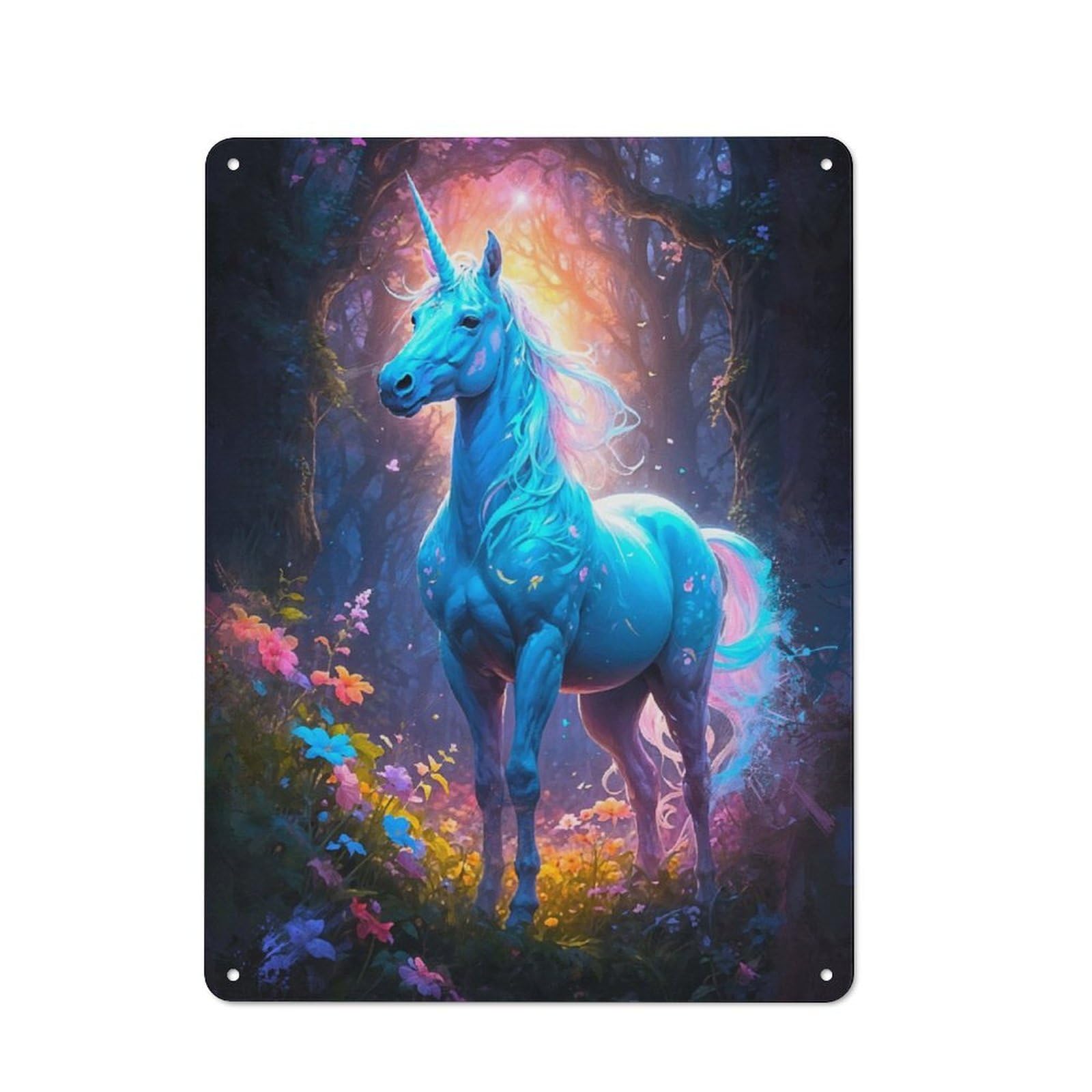 Junmoney Breathtaking Unicorn Retro Tin Sign 40X30cm For Garage Wall, For Fans Of Metal Signs And Themed Wall Decor
