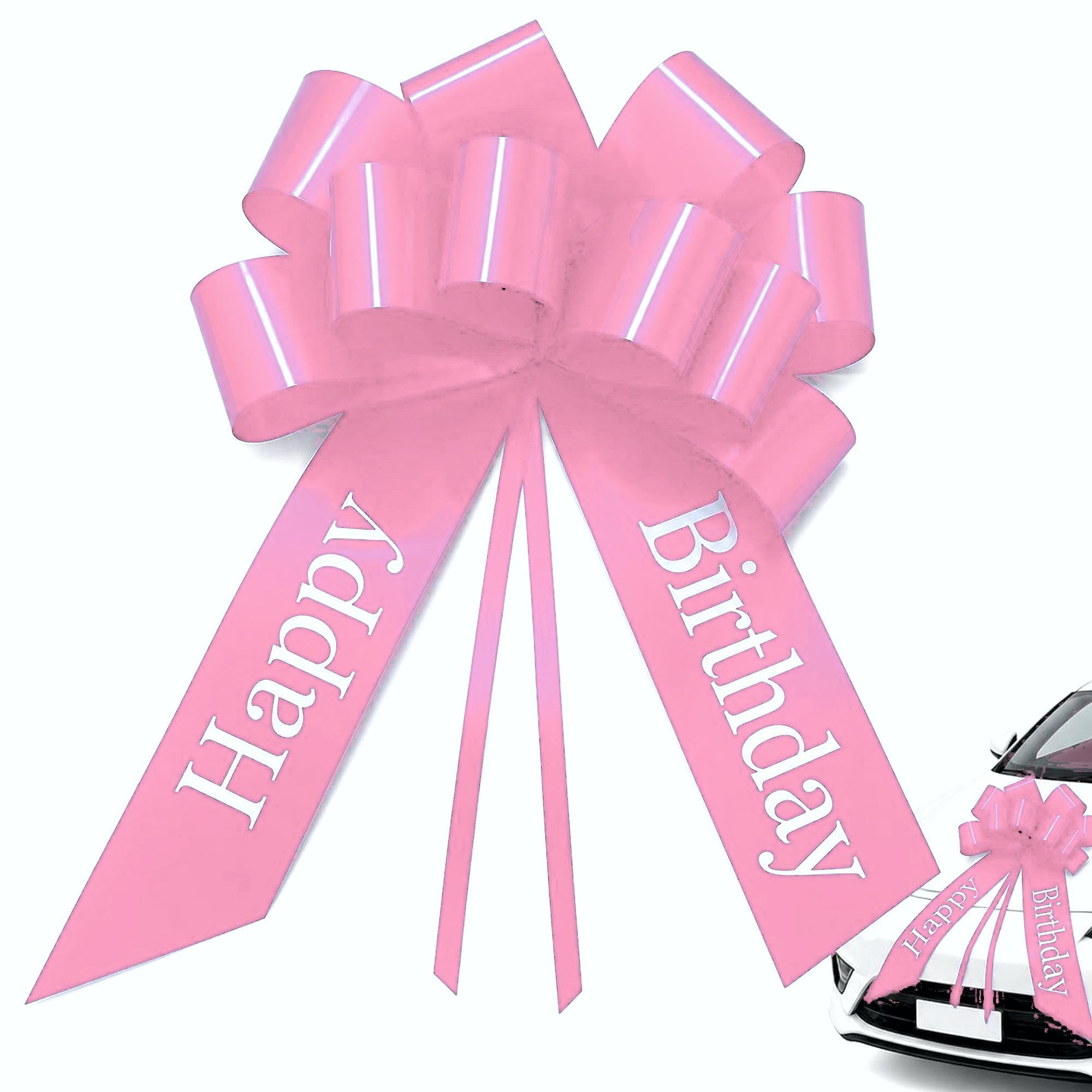 ZAYSY 30 Inch Car Bow, Giant Birthday Ribbon Decoration With Suction Cups (pink, bow)