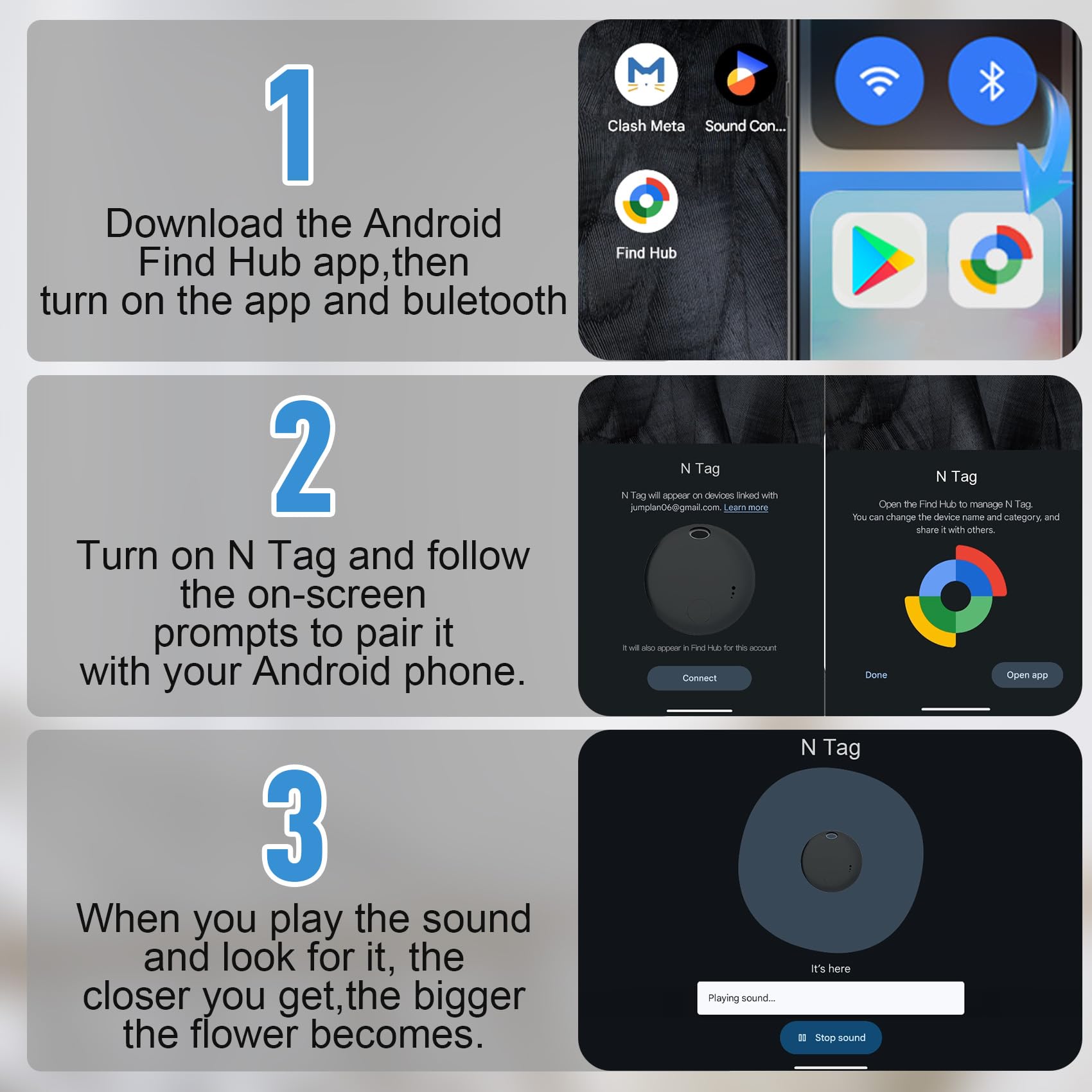 Air Tracker Android, 2 PCS Smart Tracker Localizzatore Chiavi Compatibile con Trova Dispositivo(Solo Android), Bluetooth Tracker Tag Compatibile per Portafogli,Chiavi,Zaini (Nero)