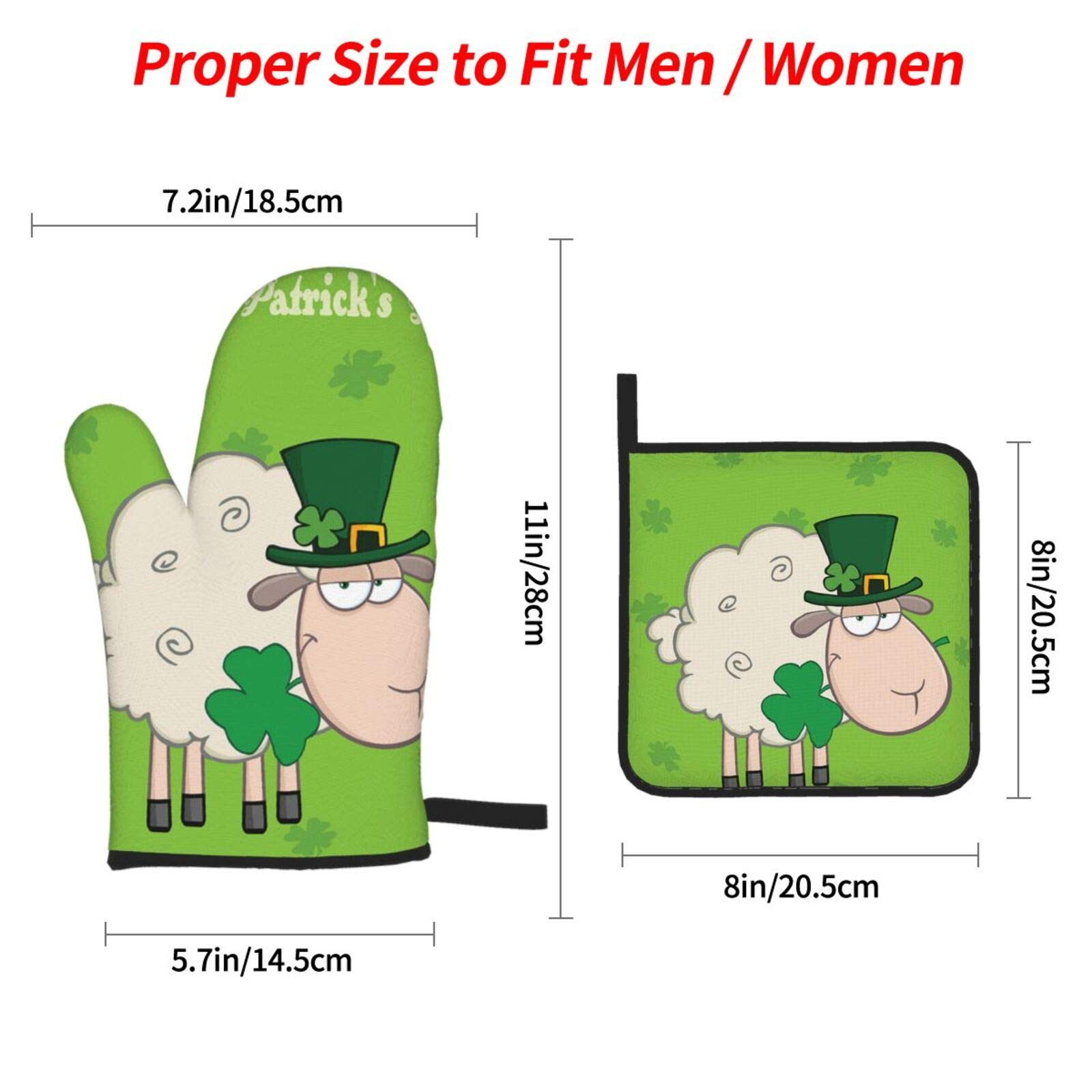 QUGRL Ensemble De Gants Et Maniques Good Luck En Forme De Trèfle Résistant à La Chaleur Pour La Saint Patrick