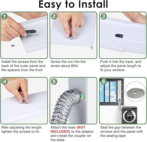 Miniatura 9 de Kit mejorado de ventana de ventilación de secadora para manguera de escape de secadora de 4 pulgadas de diámetro, kit de ventilación universal para