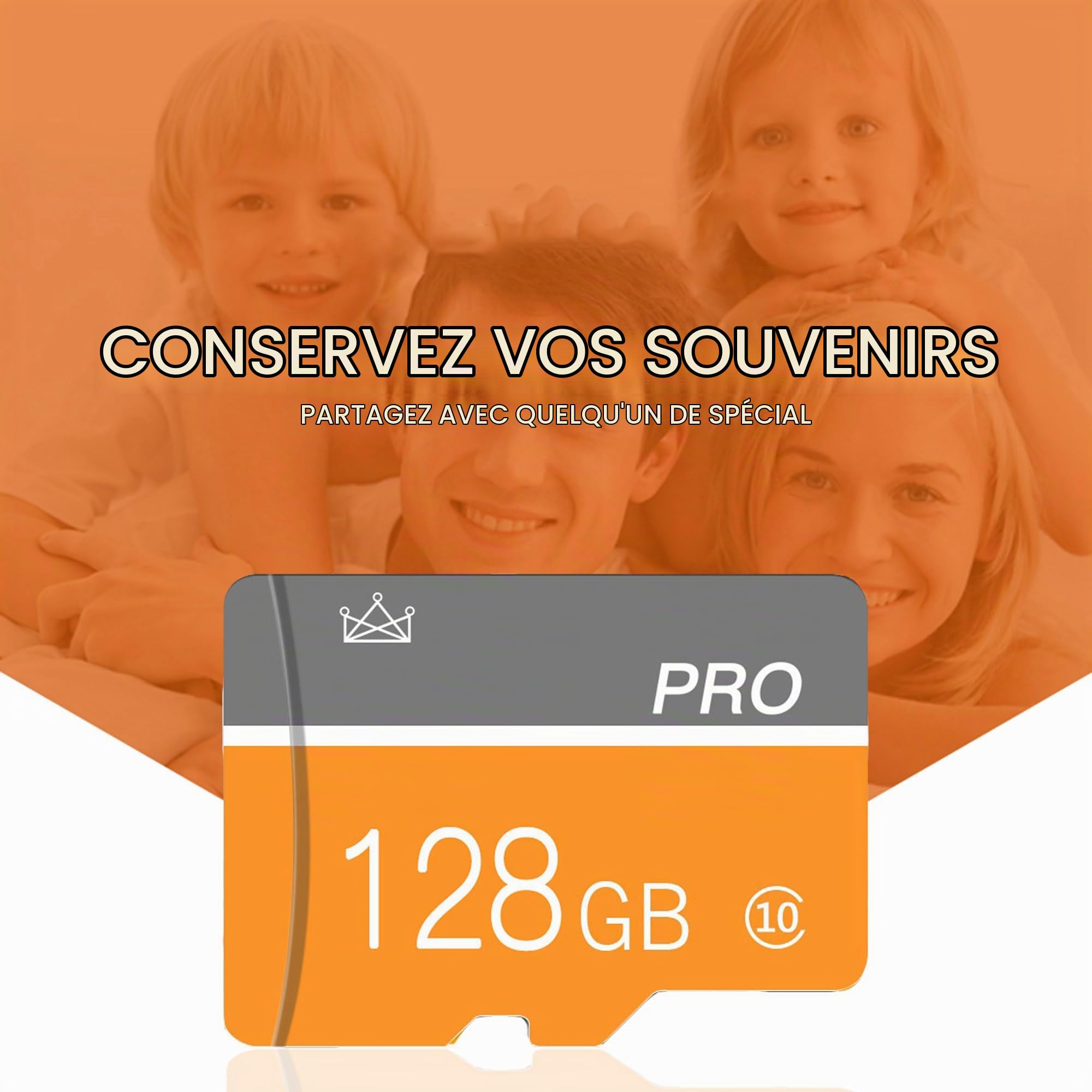 128Go Carte mémoire, Micro Carte mémoire avec Adaptateur Classe 10 Haute Vitesse pour Appareil Photo, Smartphone, Tablette 2-Pack