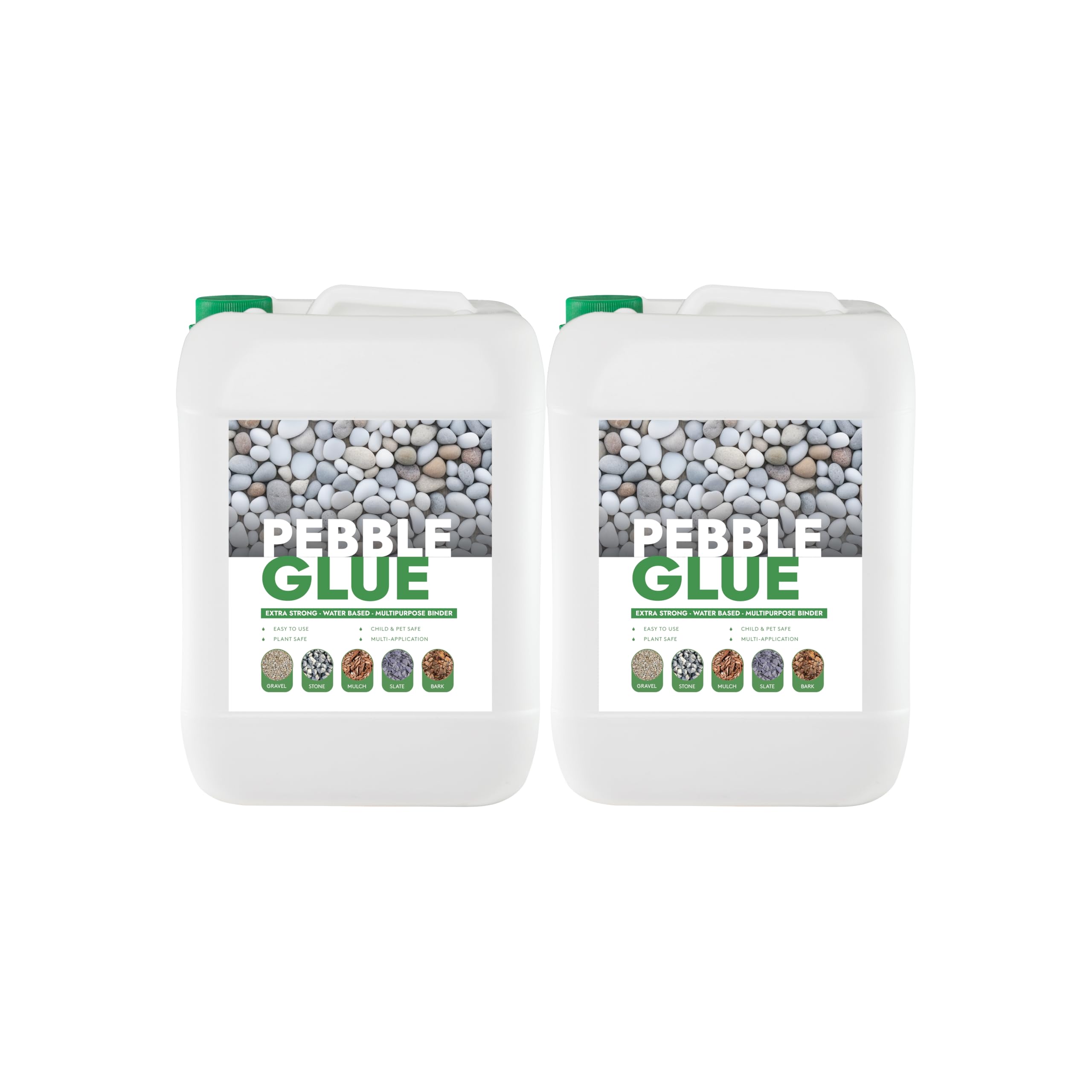POLYBOUND 10L (2 x 5L Packs) Pebble Glue® – Resin Gravel Binder for Water-Based Stones, Bark, Gravel on Borders, Patios & Garden Paths – Weather-Resistant Mulch Glue – Child & Pet Safe, Ready to Use