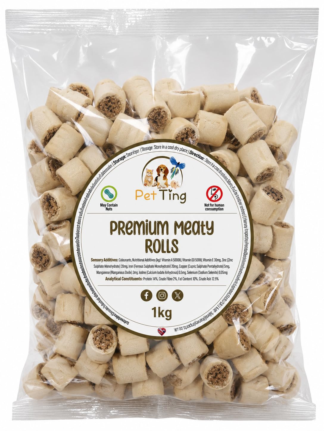 Premium Meaty Rolls Dog Treat 1kg (Meaty Rolls)
