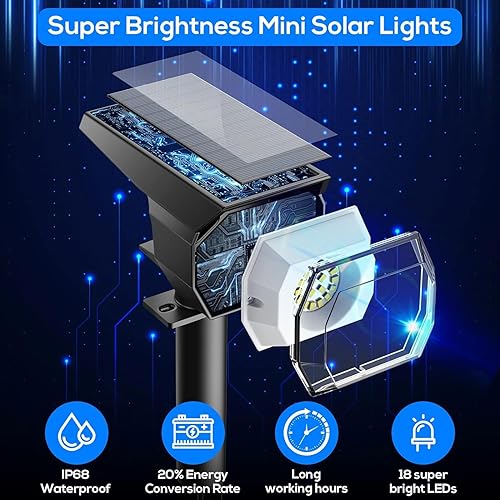 Miniatura 3 de EIUIO Solar Outdoor Lights Solar Lights Outdoor Waterproof Solar Spot Lights Outdoor with Auto OnOff and 3 Lighting Modes  Solar Landscape Lights