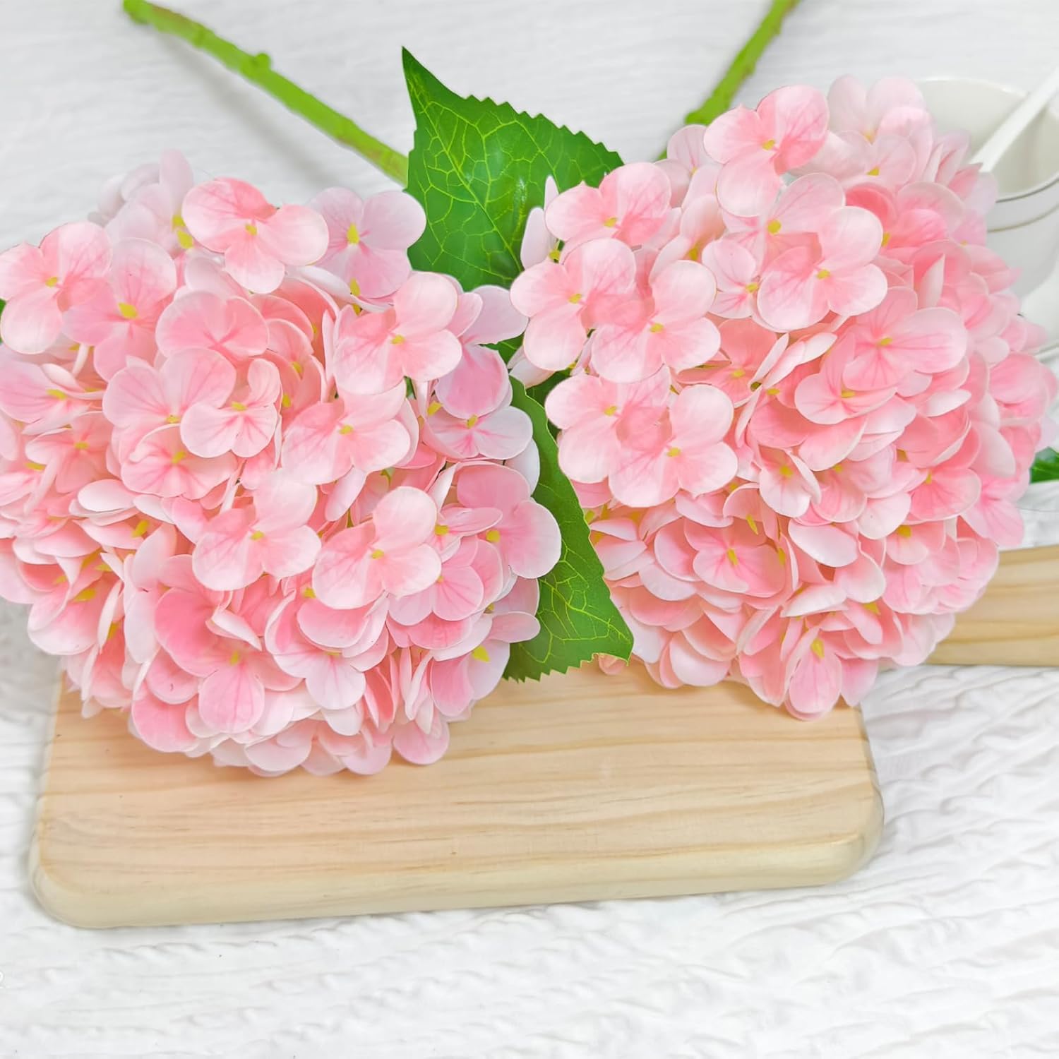 6個 リアルタッチ ピンク アジサイ 造花 茎付き 人工シルクフラワー 屋外用 ホームデコレーション ウェディングブーケ センターピ