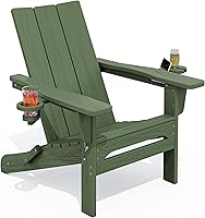 Vista 21 de SERWALL Juego de 2 sillas Adirondack modernas, sillas Adirondack plegables con portavasos dobles, sillas de plástico HDPE para exteriores para Negro