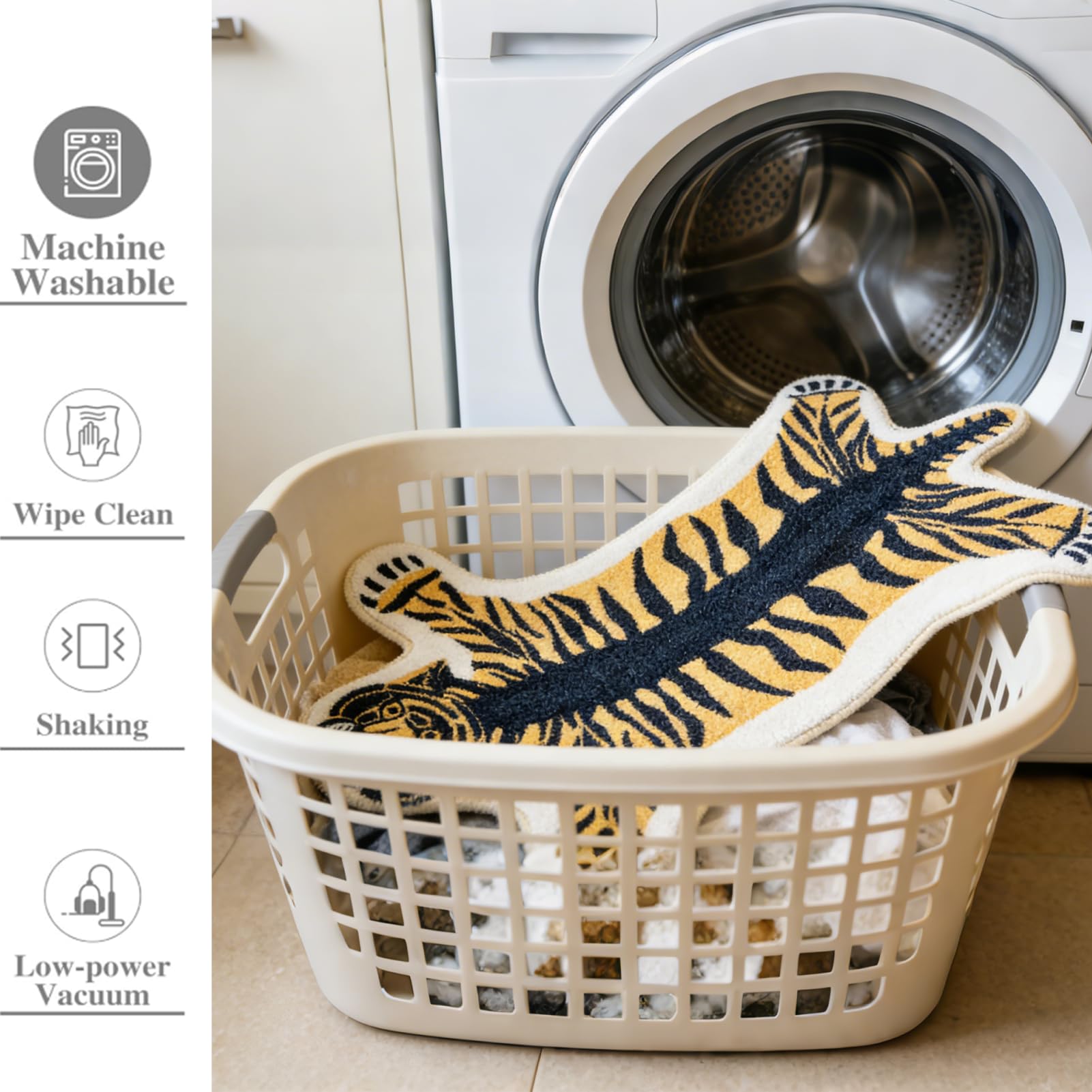 Tapis de Salle de Bain Tigre Antidérapant Lavable Doux