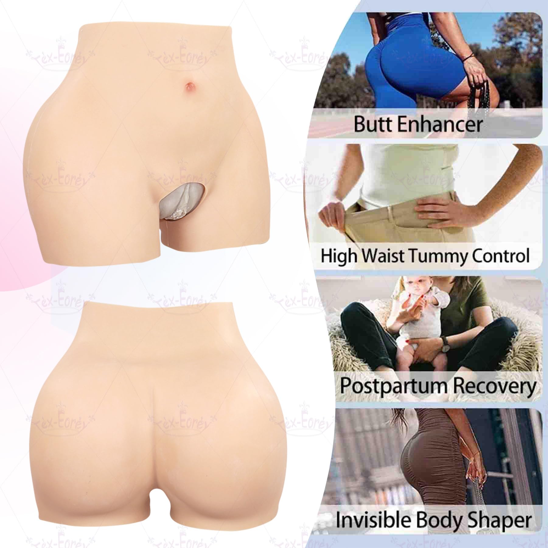 Pełne Silikonowe Majtki Hip Enhancer Open Crotch Spodnie Butt Lifter Shaper Control Spodenki dla Kobiet Fake Ass