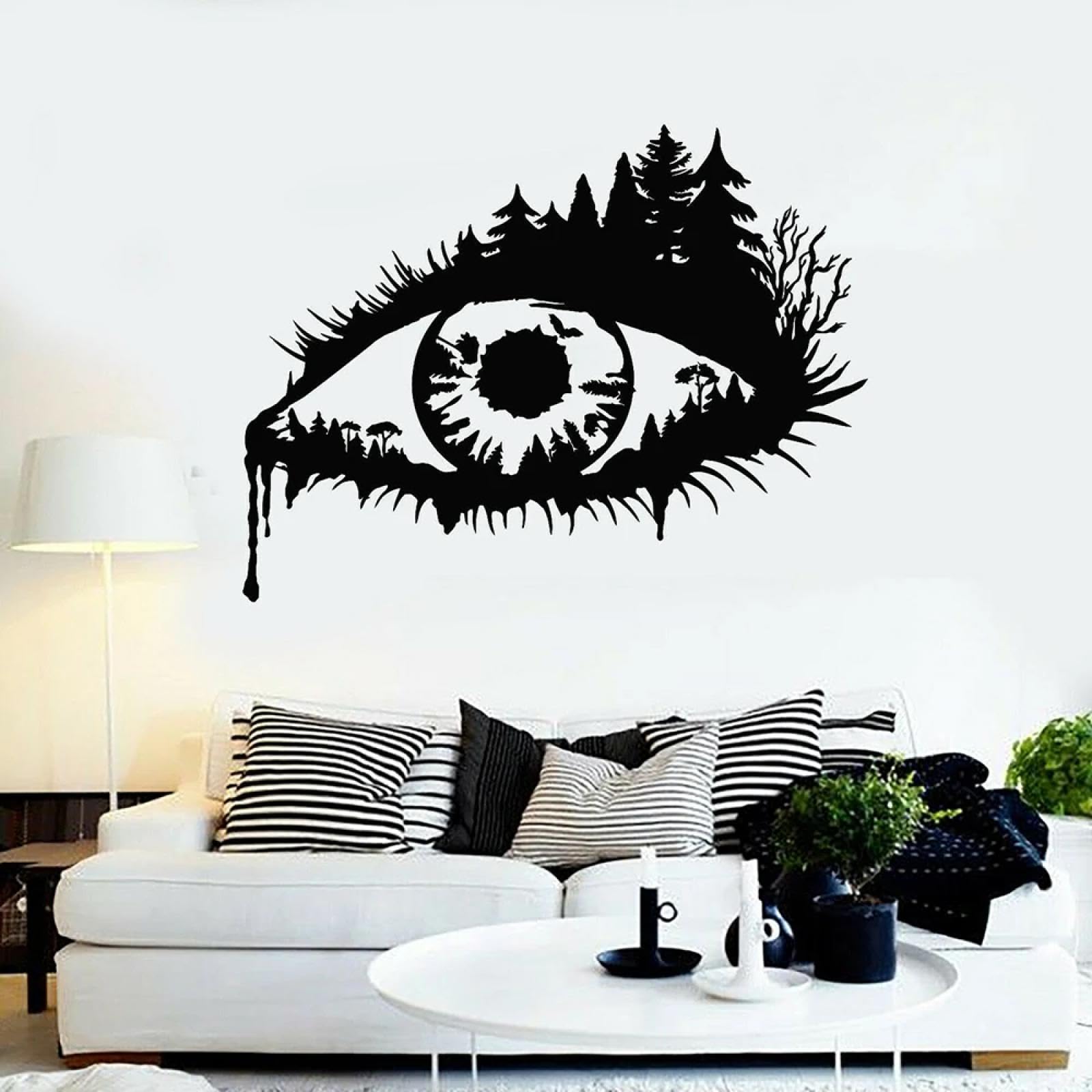 YOUOUSI Abstract Eye Tree and Bird Plant wall Decals Featuring Natural Forest Branches, Trees, and Birds, Suitable for Home Bedroom and Living Room Art Decals.