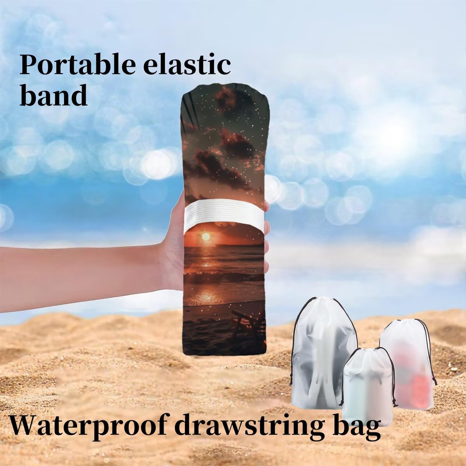 Duży ręcznik z mikrofibry XXL 220 x 100 cm Ręcznik plażowy Księżyc Gwiaździste niebo Ręczniki na siłownię Szybkoschnący, Cienkie i kompaktowe ręczniki kąpielowe, Ręcznik plażowy dla kobiet i mężczyzn