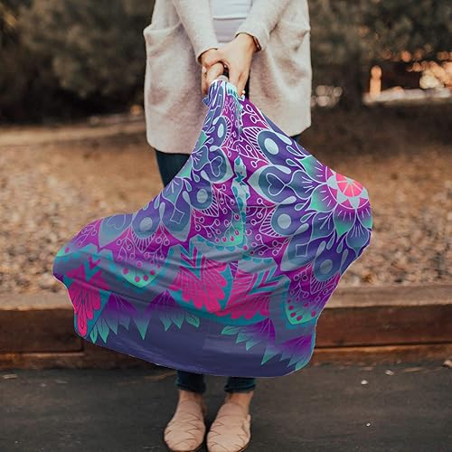 Miniatura 2 de Funda de lactancia para bebé, toldo para asiento de automóvil, diseño de mandala de flores bohemias, transpirable, para privacidad, para lactancia