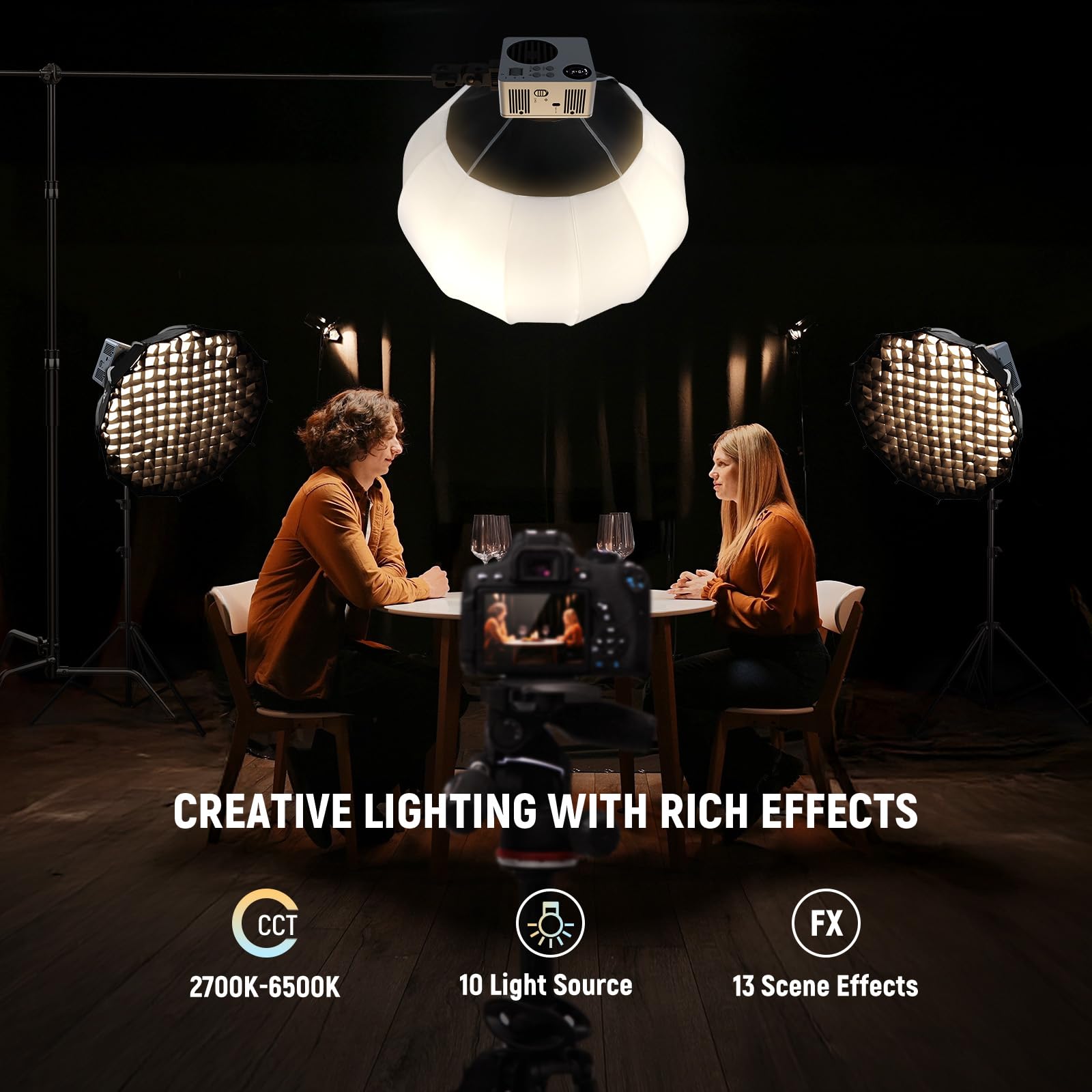 NEEWER 80W LED Video Light with 72Wh Battery/100W PD Fast Charging APP/2.4G Control Portable Bi Color Mini COB Studio Continuous Output Lighting 26500lx/1m 2700-6500K Dimmable CRI95+ 13 Scenes, HB80B