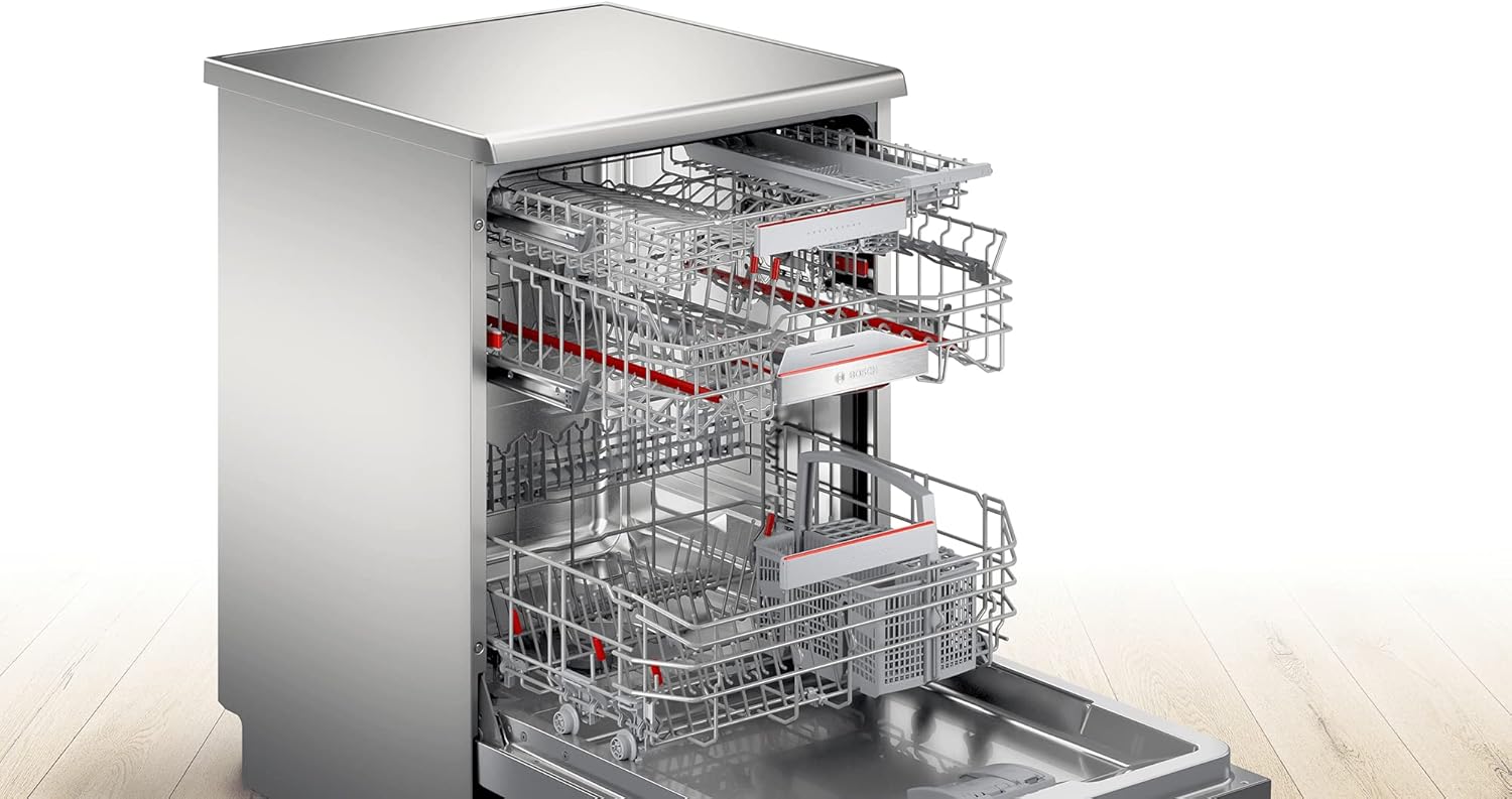 Bosch Elettrodomestici, Lavastoviglie Bosch da Libero Posizionamento Serie 4, SMS4HDI52E. Lavastoviglie 60 cm Color Inox Classe D di Facile Installazione, Veloce, Silenziosa [Classe di efficienza energetica D]