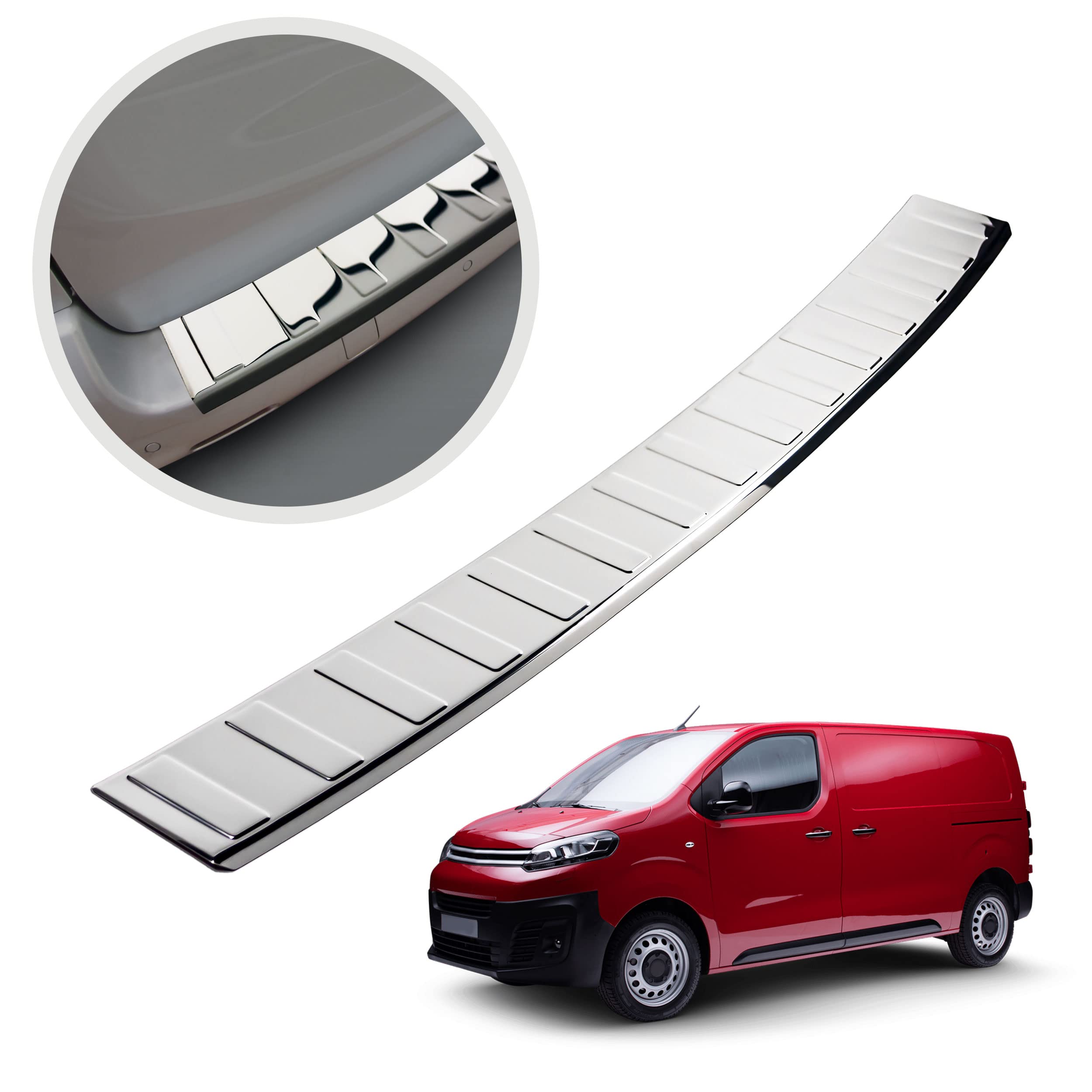CHROMEMASTER | Protezione paraurti Posteriore | Compatibile con Citroen Jumpy dal 2016 | Acciaio INOX lucido/cromo | Protezione paraurti protegge la vernice del paraurti dai graffi