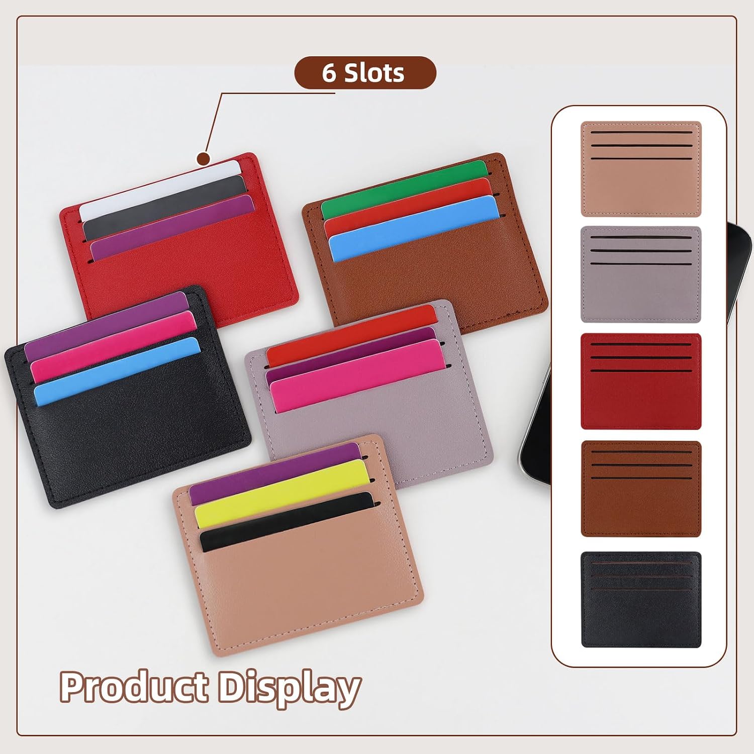 Andiker 5Pcs Credit Card Holder Wallets, Slim Minimalist Front Pocket Wallet with 6 Card Slots for Women Men