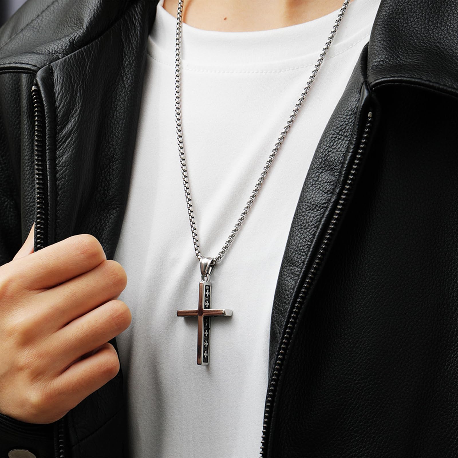 NEWITIN 12 Pieces Stainless Steel Necklaces for Men Hypoallergenic Necklace Unisex Punk Necklace Amulet Pendant Nail Cross Viking Necklaces for Men Women