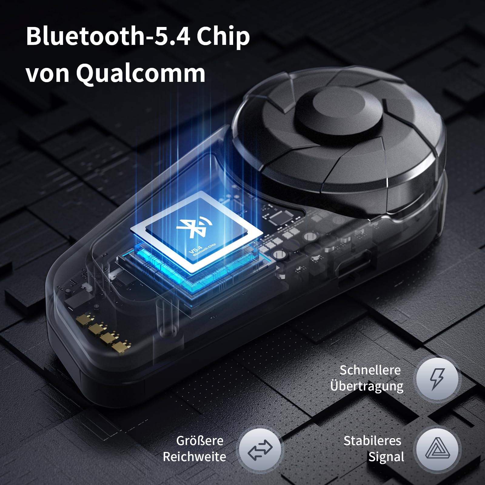 Fodsports FX-S Motorrad Headset Bluetooth 5.4, Helm Kommunikationssystem für 2 Personen, Dreifache Geräuschunterdrückung, IP67 Wasserdicht Freisprecheinrichtung mit Sprachassistent,Große Tasten