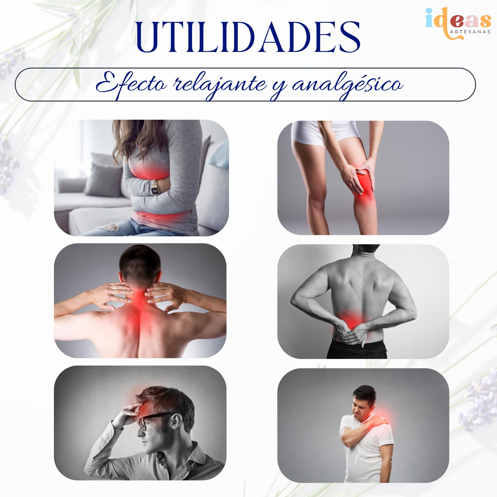Saco Semillas Microondas-Cojin Térmico Ajustable al Cuerpo-100% Algodón con trigo y Lavanda-Bolsa para Alivio Natural de Dolores Musculares,Menstrual y Lumbago. (Mandala Azul)