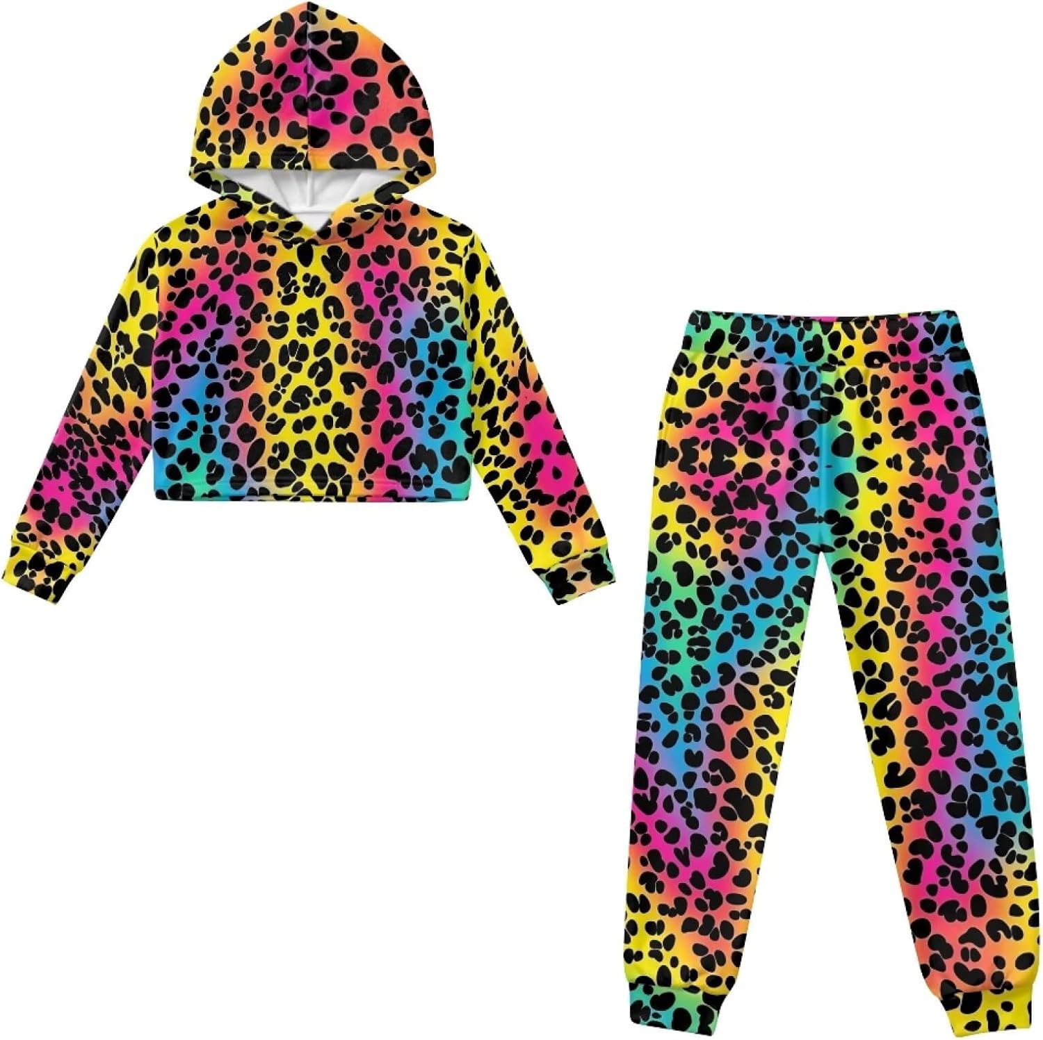 Sweatshirts and Sweatpants for Girls 4-13Y Long Sleeve Crop Top Hoodies and Pants Set