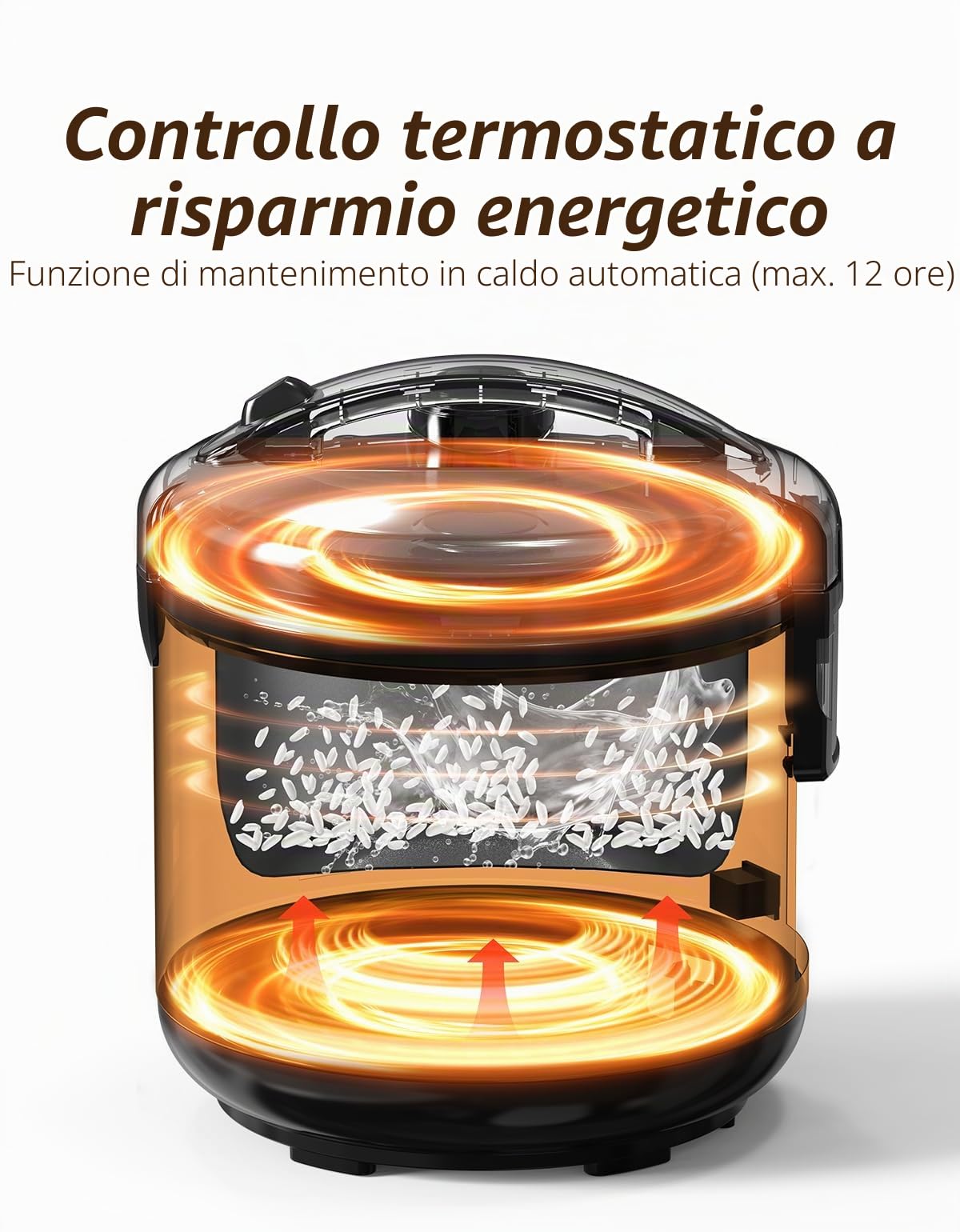 DRC-5020RD 1L|400W Cuociriso e Vaporiera per alimenti (1ltr-5 tazze) Cottura veloce senza bruciare Pentola con rivestimento antiaderente rimovibile, paletta per il riso e misurino