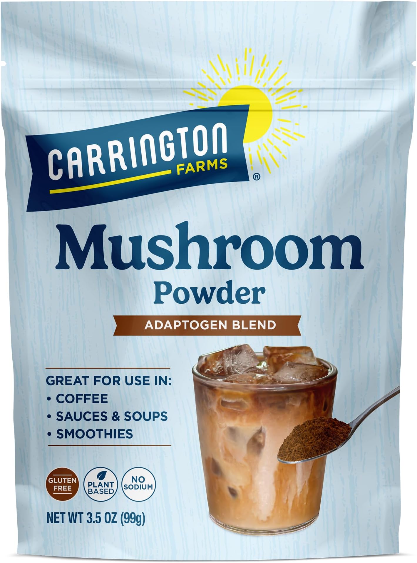 Carrington Farms Mushroom Powder – Wellness Blend of Lion’s Mane, Reishi, & Chaga for Nutrition Boost – Daily Superfood Formula of Adaptogens (3.5 oz)