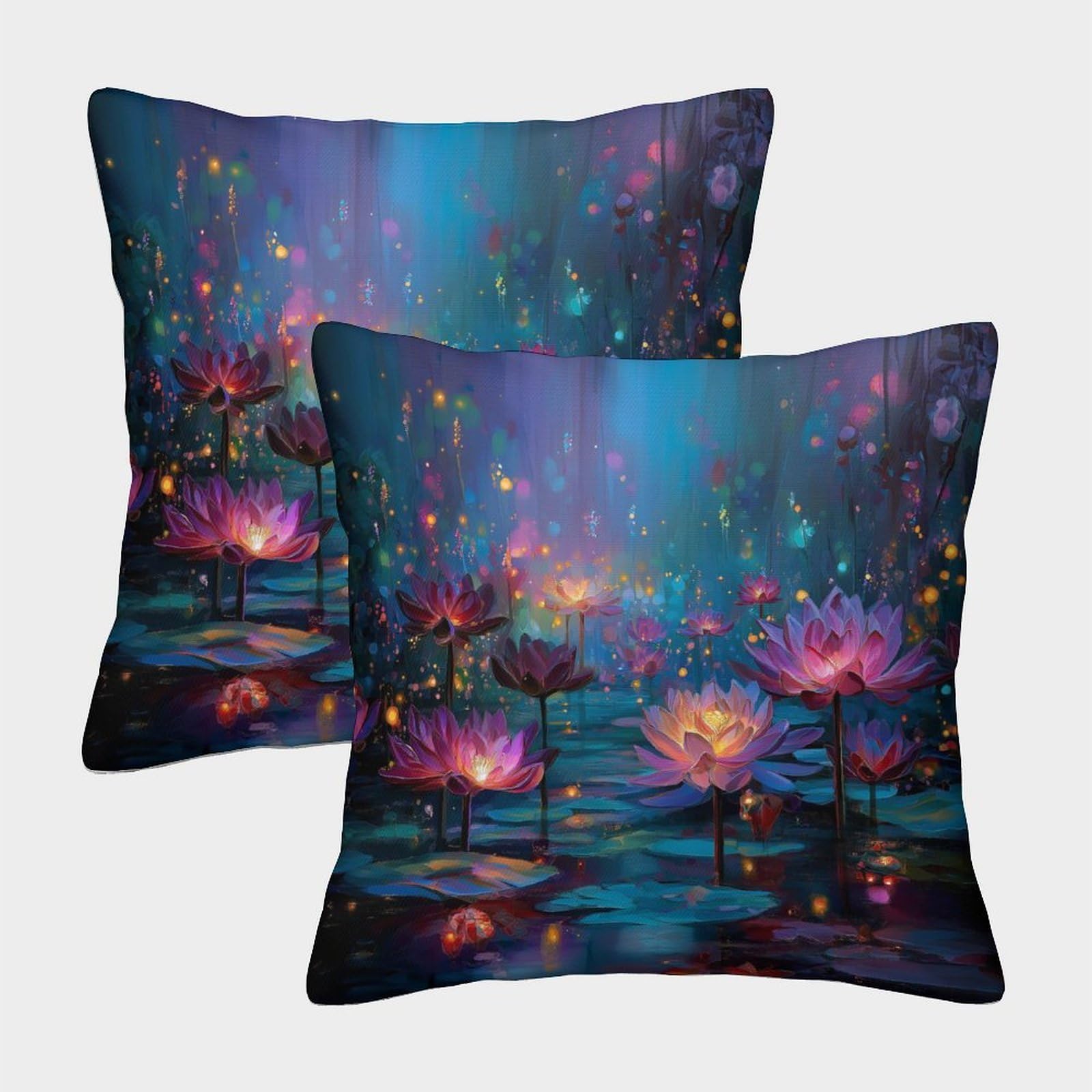 kaiyun 2 Pack Colorful Lotus Flowers Square Pillow Cover Cushion Cover 50x50cm Suitable for Sofa Bed Chair,3D Pattern