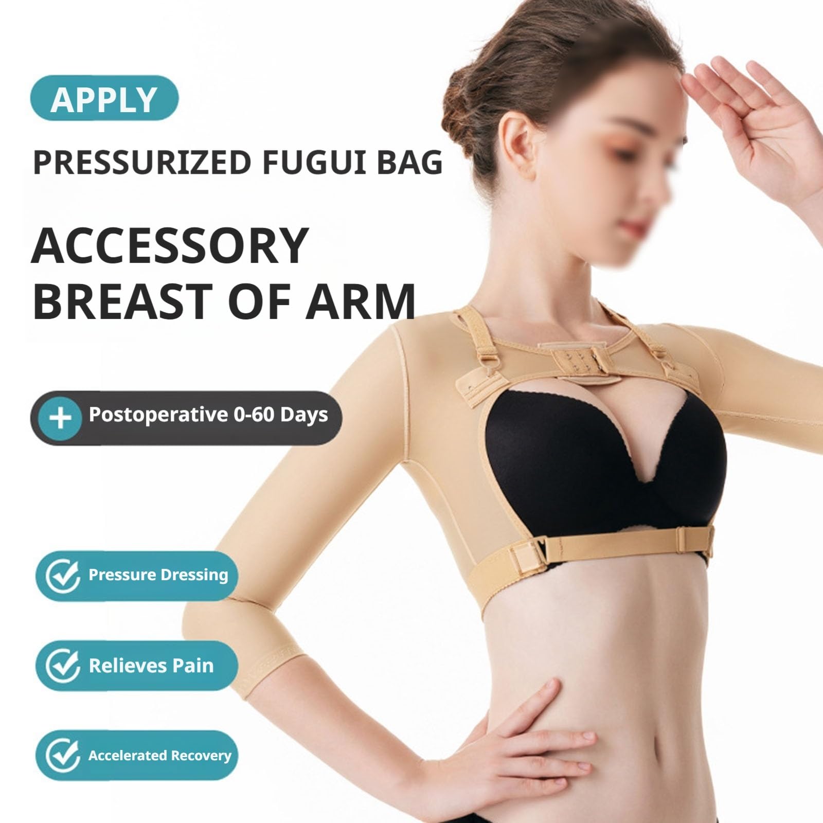 MMRTDJDR Manchon de Compression des Bras pour Femmes, Haut du Bras Lipo Post-Chirurgie, vêtements modelants, Soutien du Dos, Hauts Amincissants Corrects
