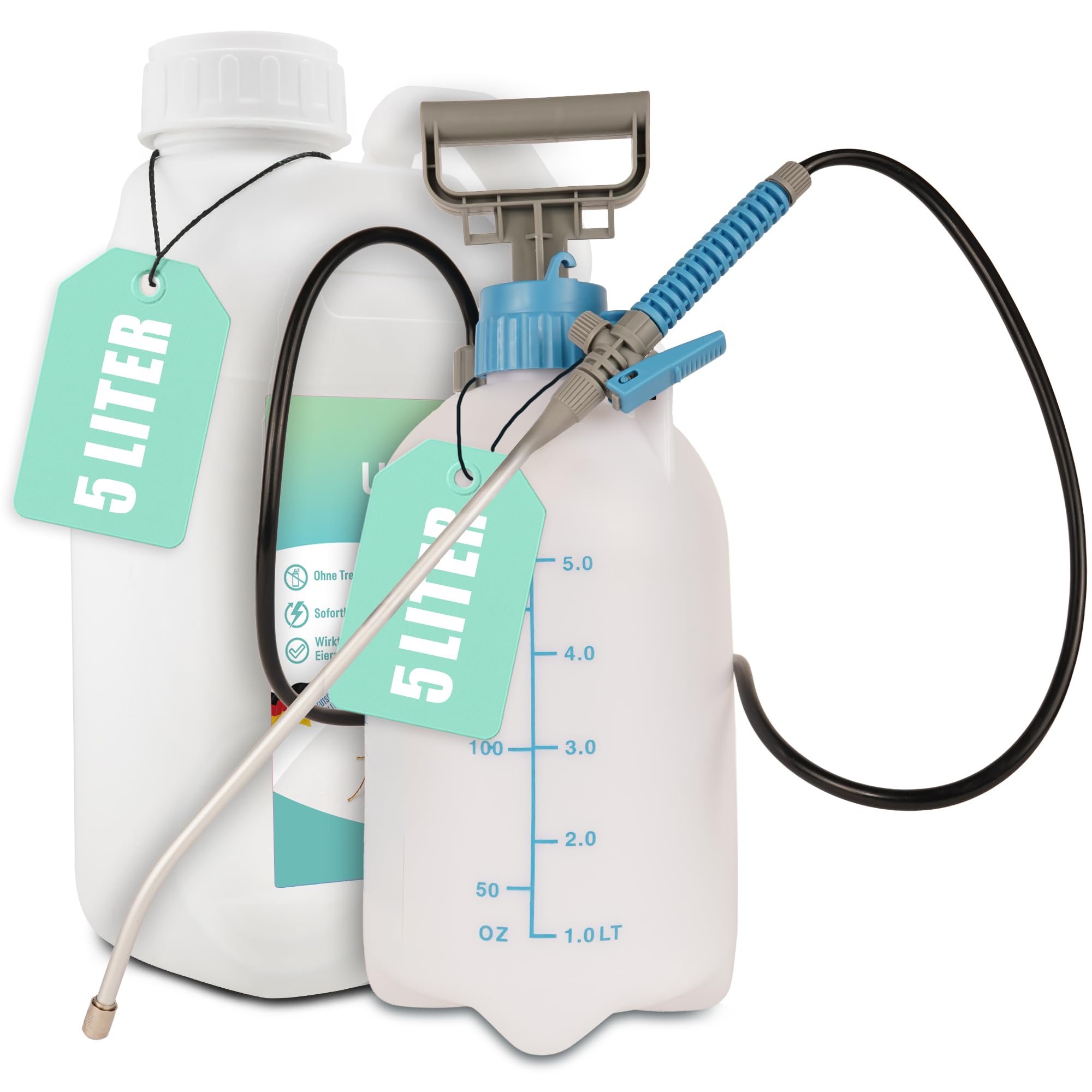 INSIGO Universal Spray 5l Kanister + 5L Drucksprüher - Universalspray mit mechanischer Wirkung - Effektive Abwehr gegen Insekten - Universal Insekten Spray mit Sofortwirkung