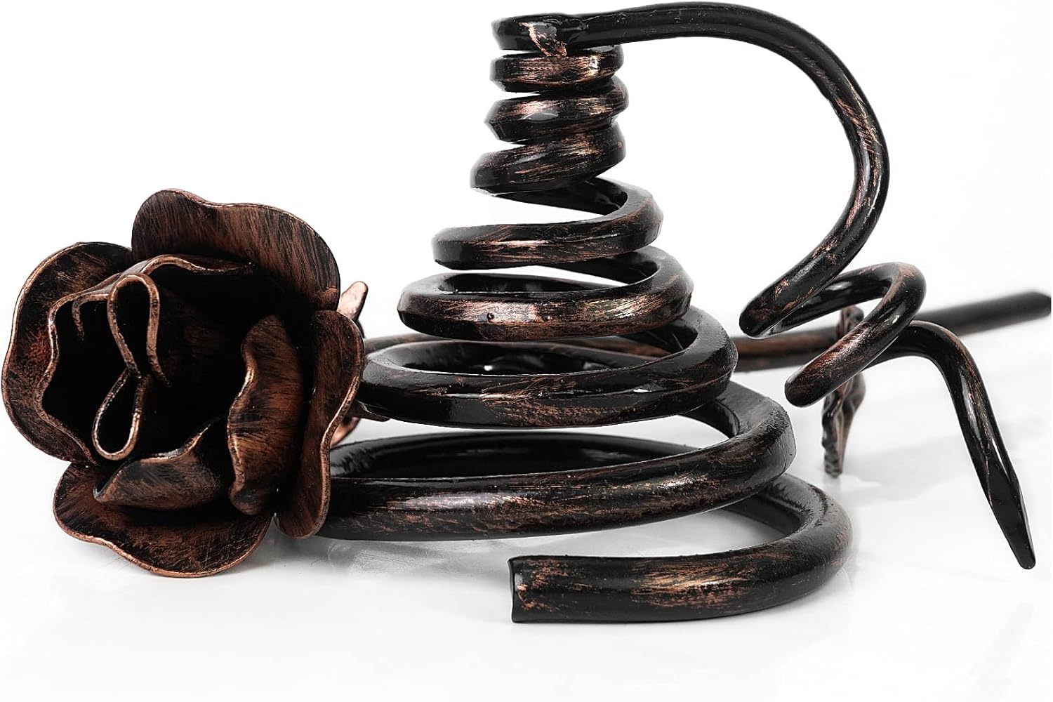 DreamsEden Metal Rose Sculpture with Stand, Antiqued Copper Finish Forever Flower, Cast Iron Rose Statue for Home Decor, Anniversary Valentine’s Wedding Gift for Her Him