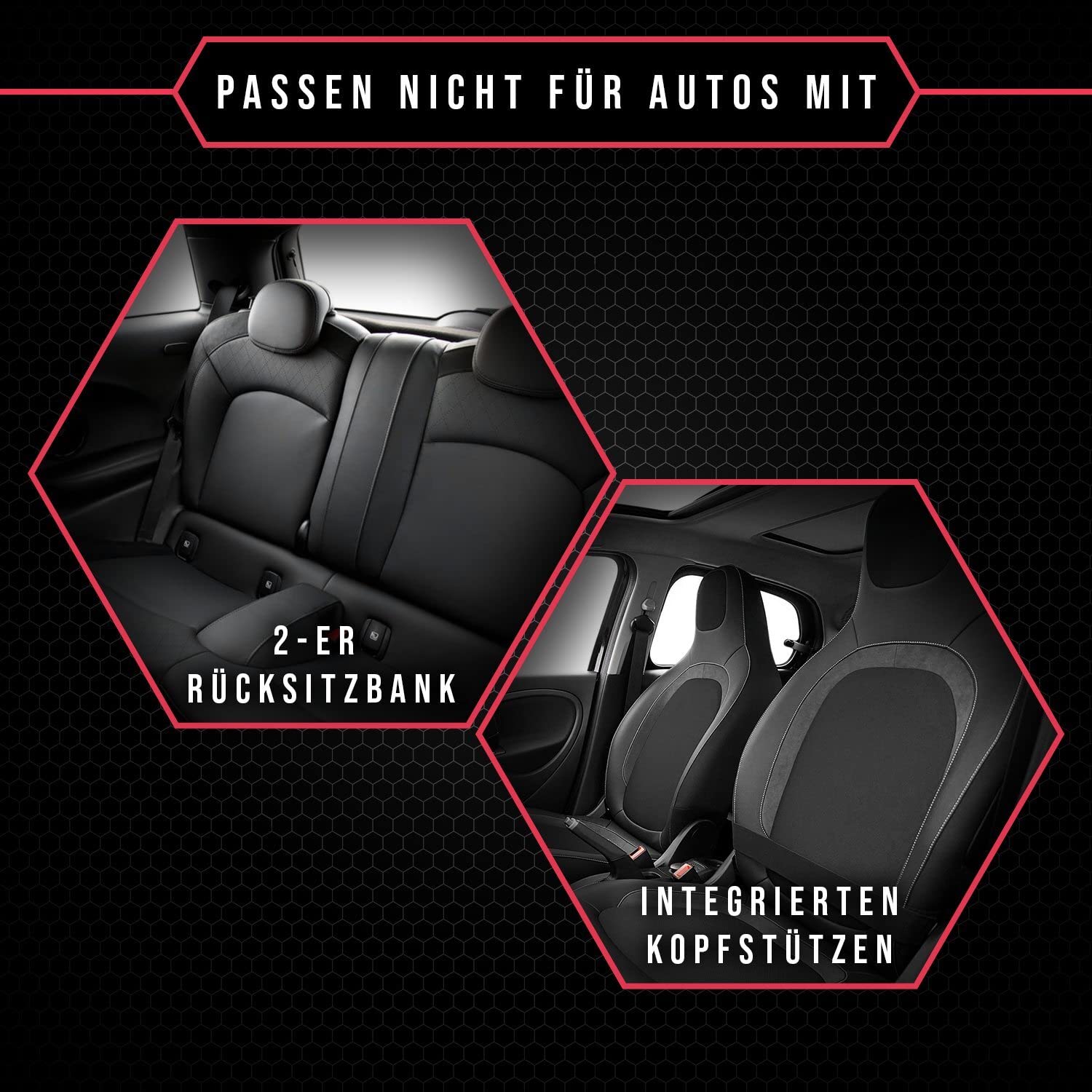 3er Set Autositzbezüge PKW universal | Auto Sitzbezüge Polyester Grau für Airbag geeignet | für Vordersitze und Rückbank | 1+1 Autositze vorne und 1 Sitzbank hinten teilbar 2 Reißverschlüsse