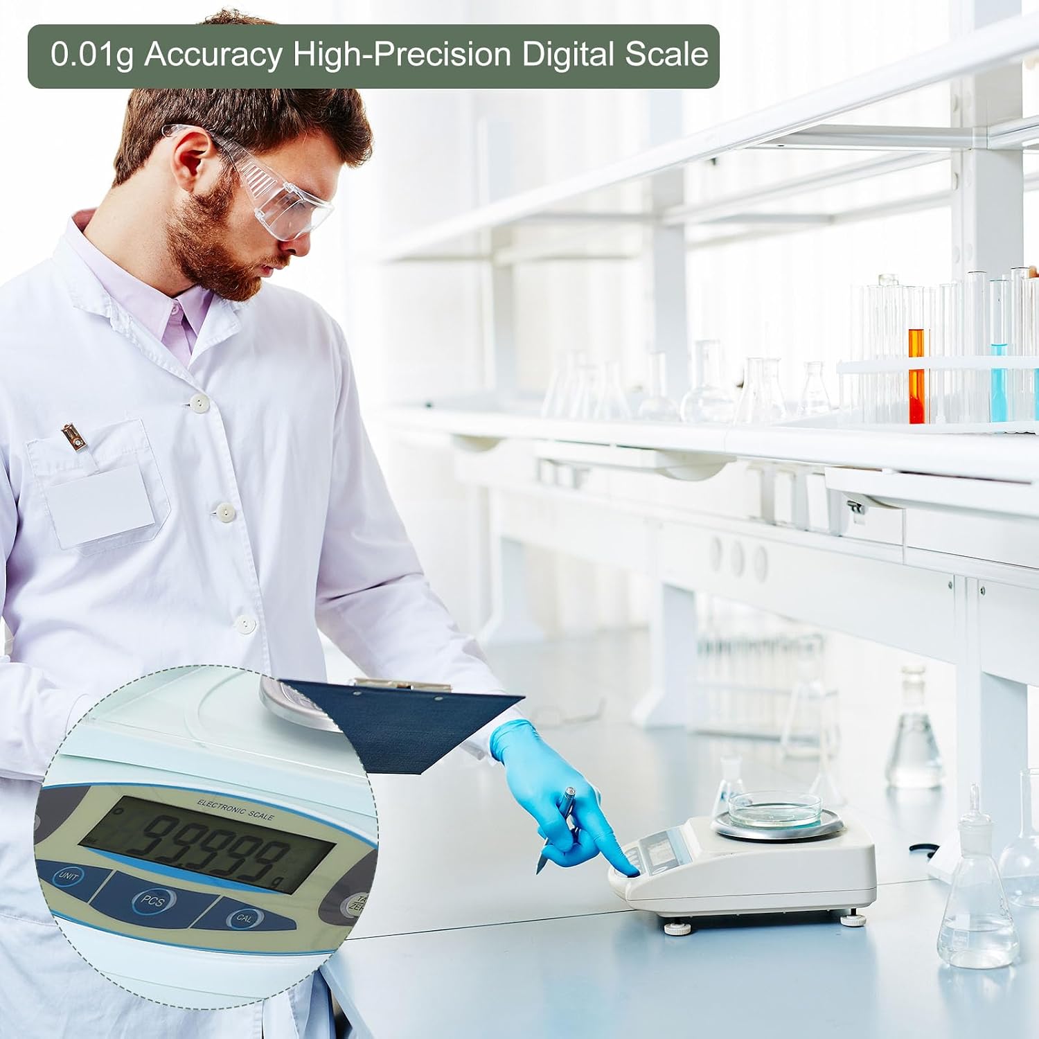 YOKIVE Lab Scale, High Precision Electronic Digital Scientific Scale | Great for Home, Lab, Kitchen Daily Use (5000gx0.01g)