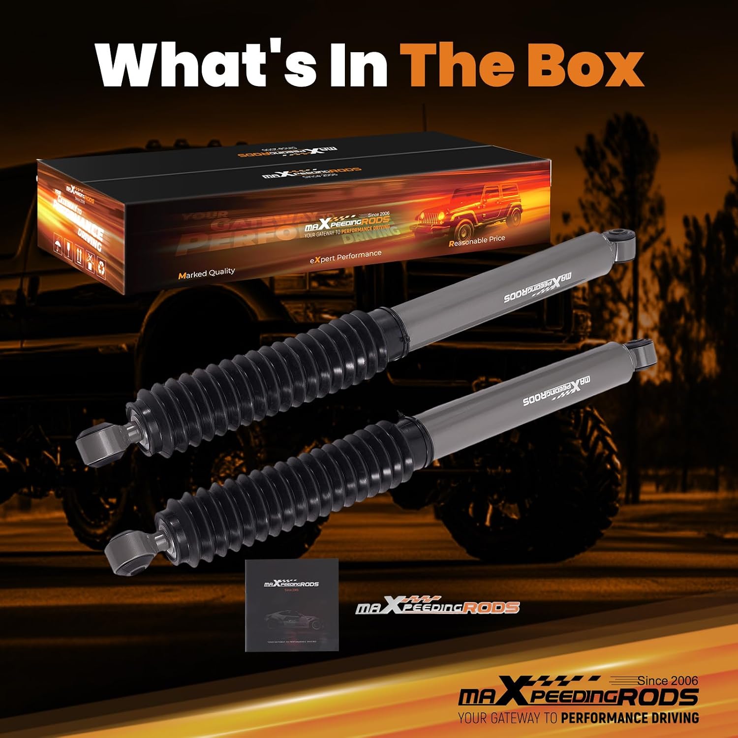 maXpeedingrods Fit 1.5-4" Lift Front Shocks for 1999-2004 Ford F-250 F-350 4WD, G1 Version