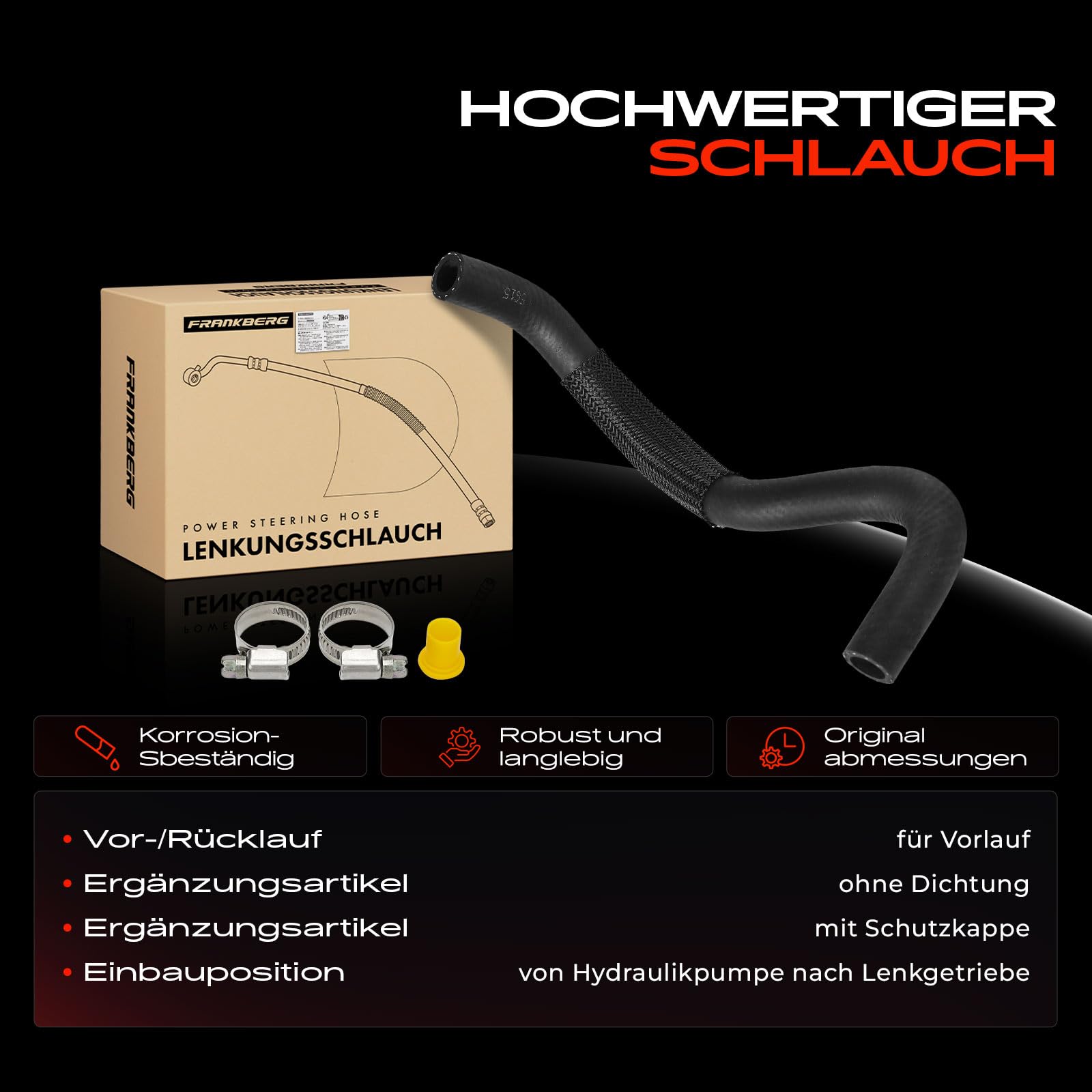 Frankberg Hydraulikschlauch Lenkung Kompatibel mit 3er E46 316i 318i 1.6L-2.0L 2001-2005 3er Cabriolet E46 318Ci 2.0L 2001-2007 3er Compact E46 Replace# 32416850286