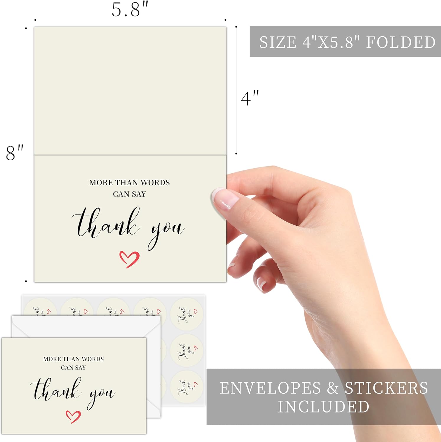 GOLDPEI 30-pack Thank You Cards Bulk with Envelopes and Matching Stickers, 4x5.8 Inches, Blank Thank You Notes for Baby & Bridal Shower, Weddings, Business & Graduations, Yellow - Image 2