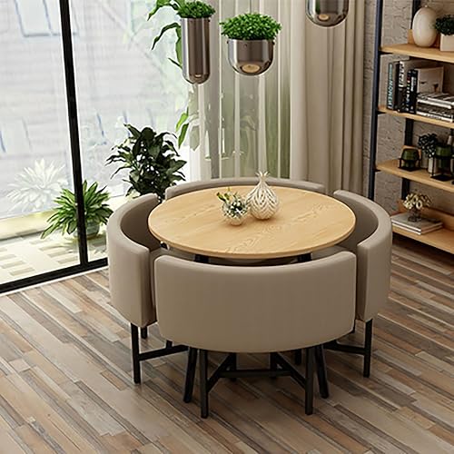 Cotton and Linen Table and Chair Set,Round Kitchen Dining Table